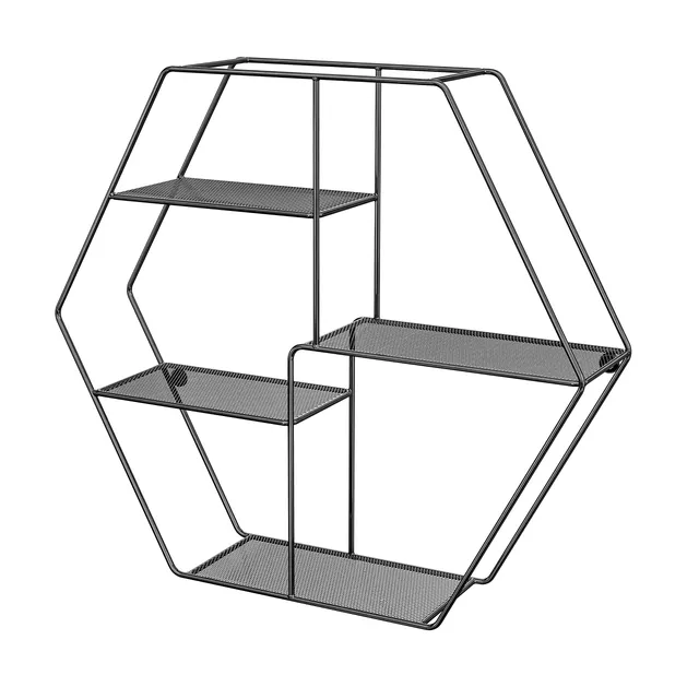 songmics-wandregal-lfs004b01-sechseckig-stahl-schwarz-60-5-cm image 1