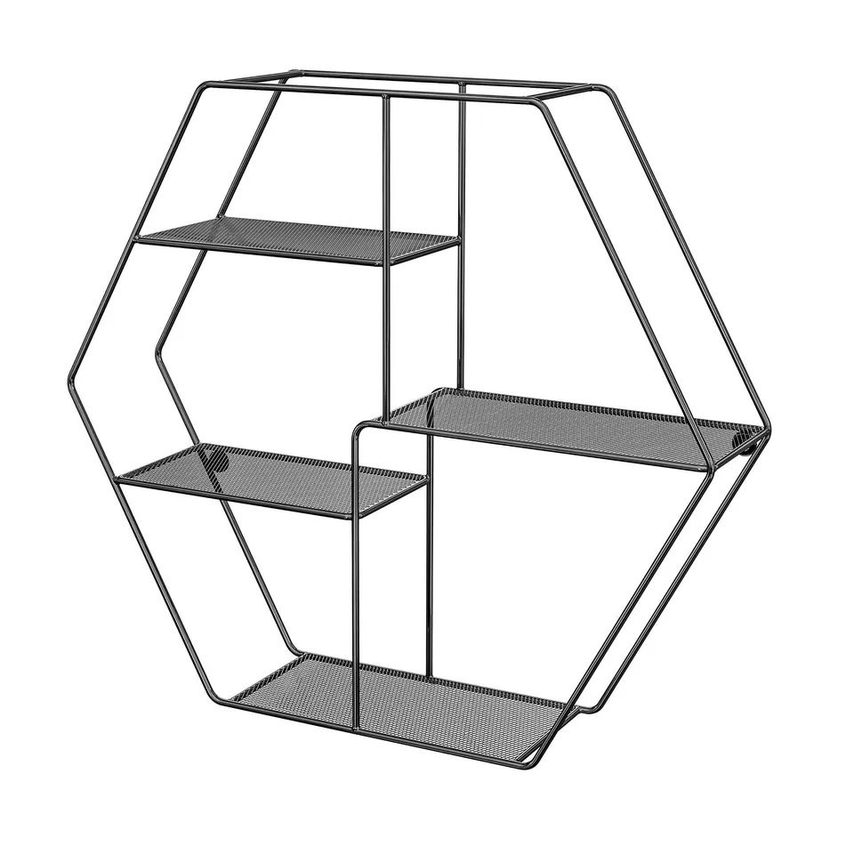 songmics-wandregal-lfs004b01-sechseckig-stahl-schwarz-60-5-cm image 1