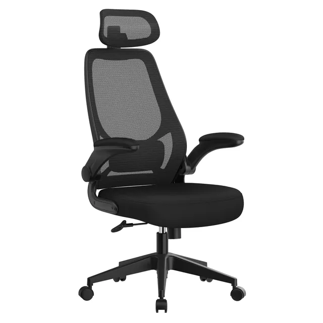 songmics-b-rostuhl-ergonomisch-drehbar-mit-armlehnen-und-kopfst-tze-schwarz image 1