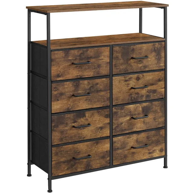 songmics-kommode-8-stoffschubladen-vintagebraun-schwarz-lts224b01 image 1