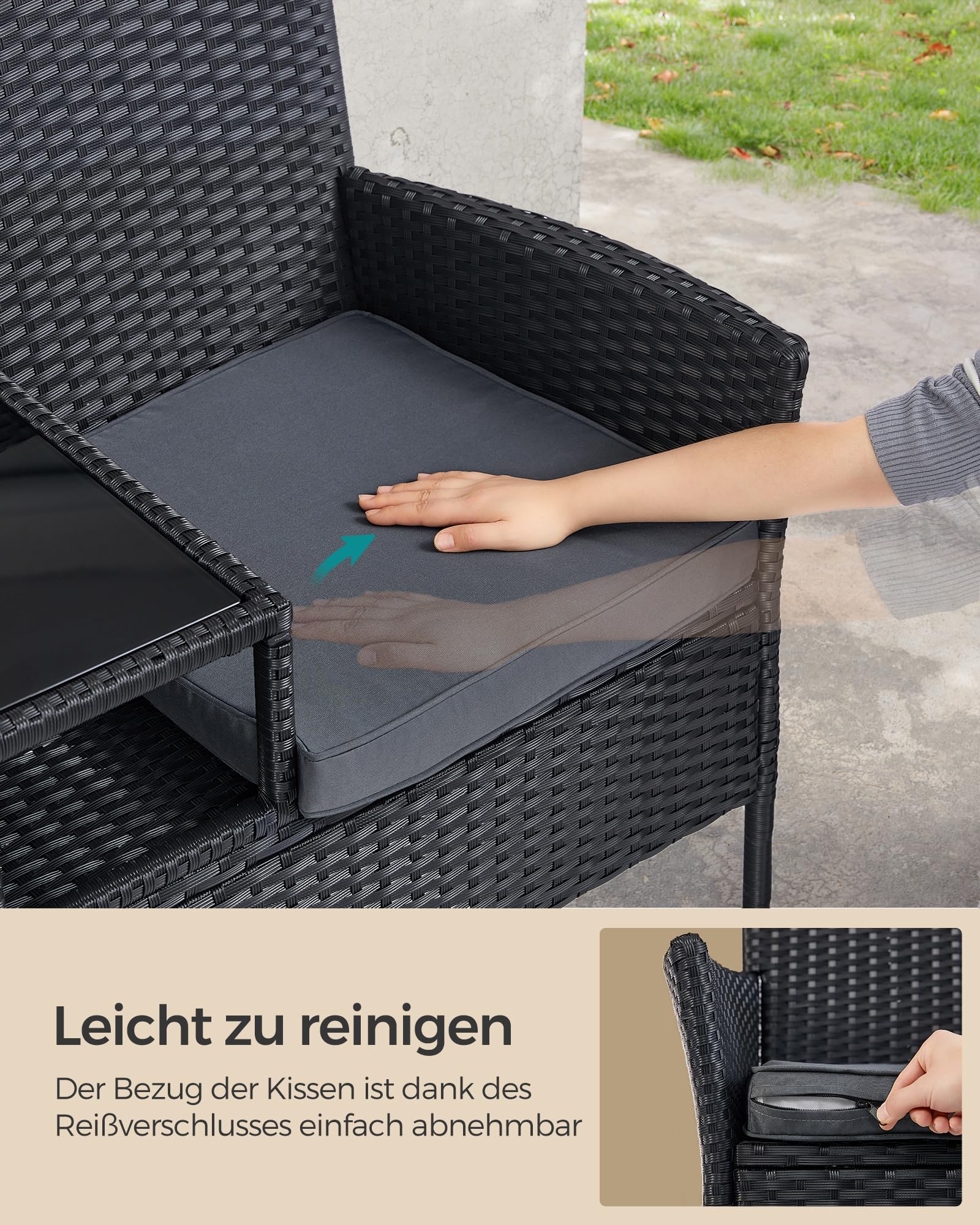 songmics-ggf022b01-balkonsofa-gartenbank-mit-tisch-pe-rattan-schwarz-dunkelgrau image 5