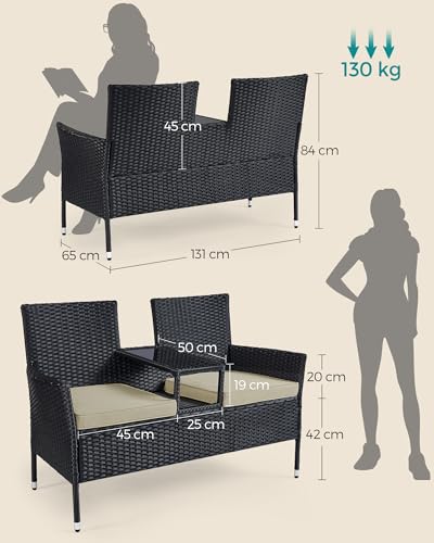 songmics-ggf022b02-balkonsofa-gartenbank-mit-tisch-pe-rattan-schwarz-taupe image 8