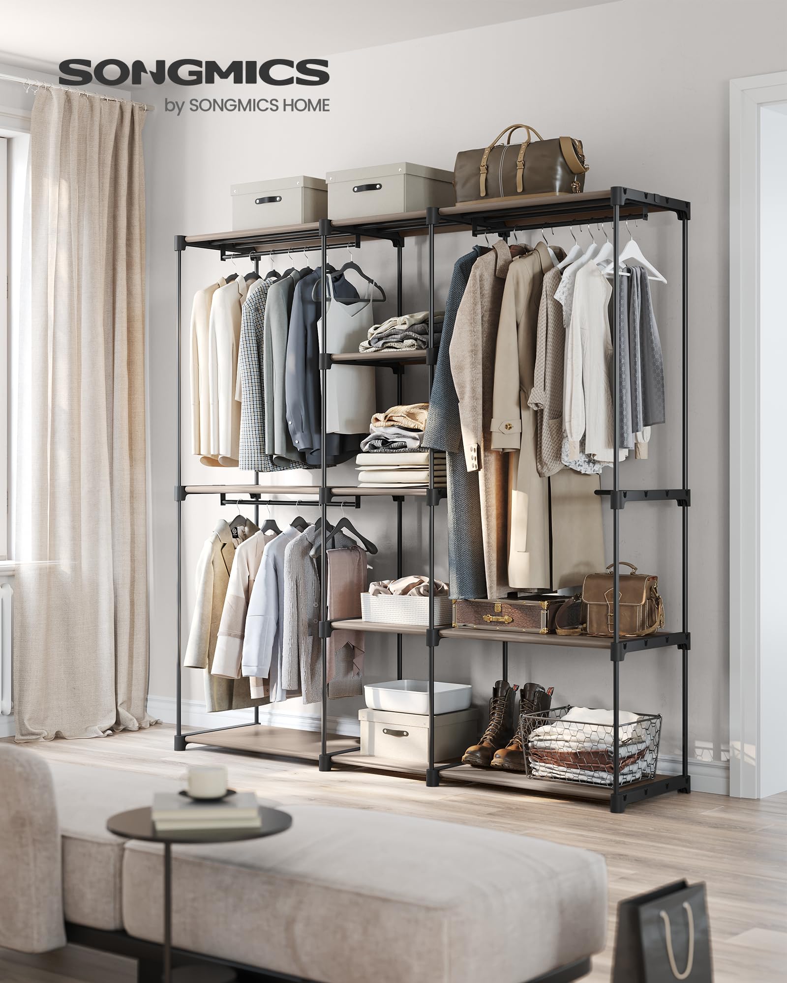 songmics-kleiderschrank-freistehend-182-x-43-x-182-cm-taupe-ryg037r02 image 2