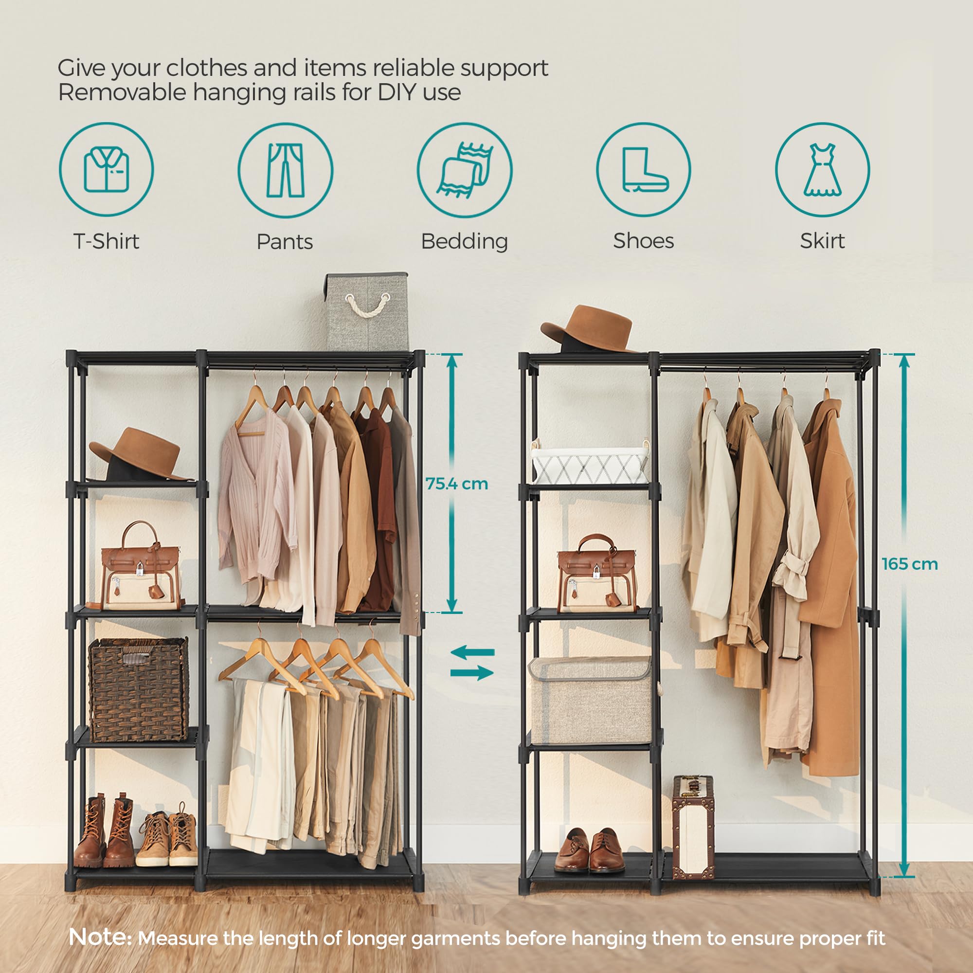 songmics-kleiderschrank-offen-ryg24bk-kleiderst-nder-112-x-43-x-165-cm-schwarz image 3