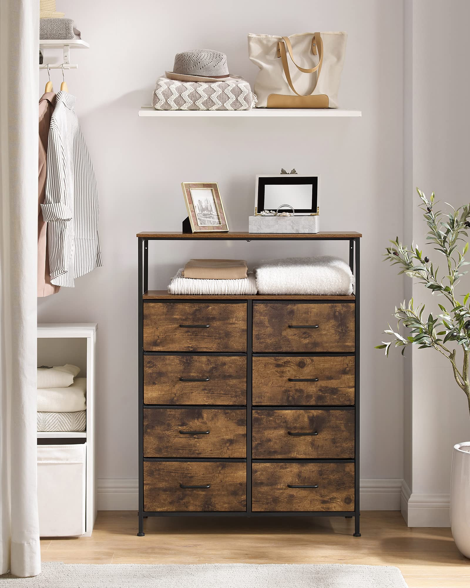 songmics-kommode-8-stoffschubladen-vintagebraun-schwarz-lts224b01 image 2