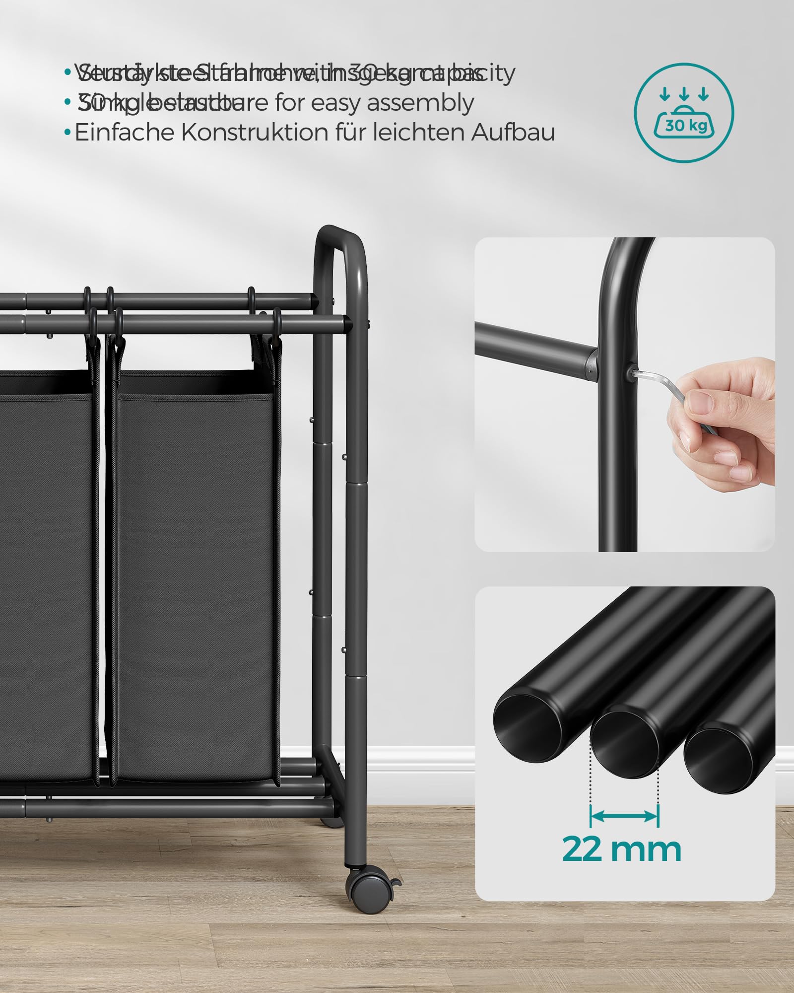 songmics-w-schesortierer-lsf003b-schwarz-3-f-cher-132l-mit-rollen image 5