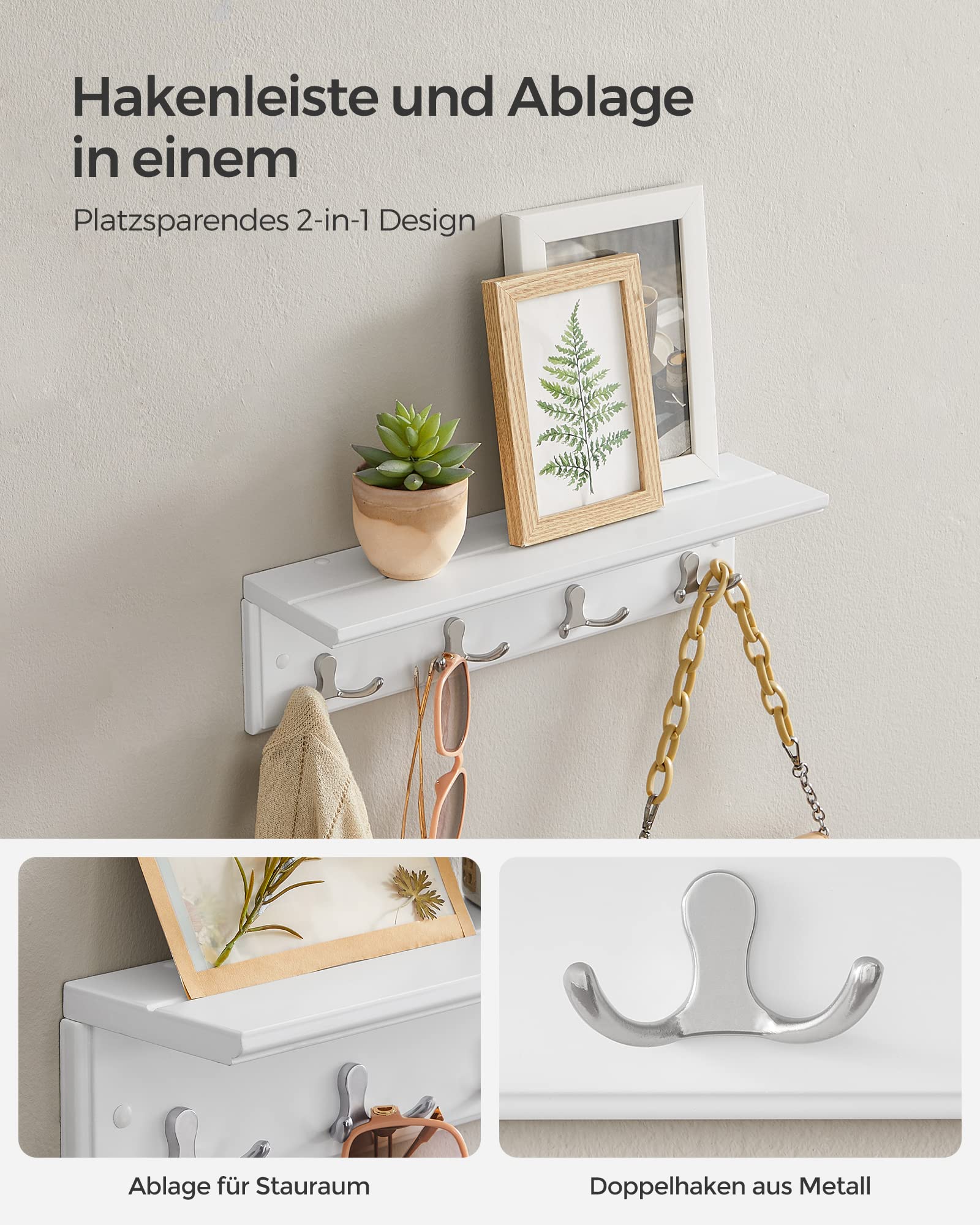 songmics-lhr42wt-wandgarderobe-mit-ablage-wei-4-doppelhaken image 4