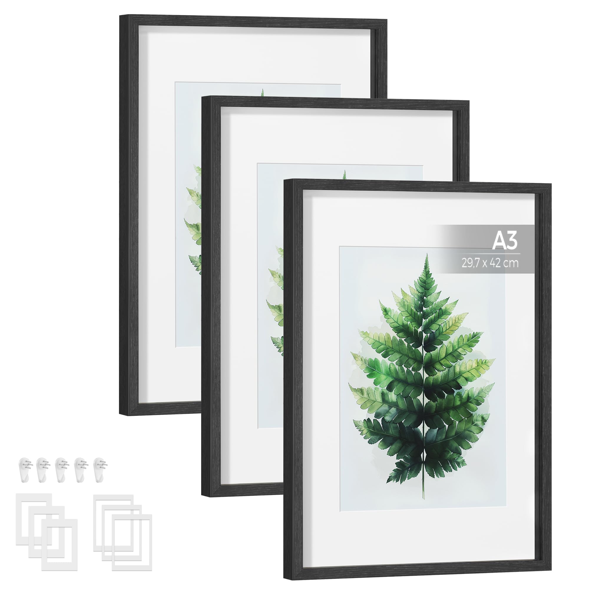 songmics-bilderrahmen-rpf064b01-3er-set-aschschwarz-fotogalerie-43-4-x-31-1-cm image 1