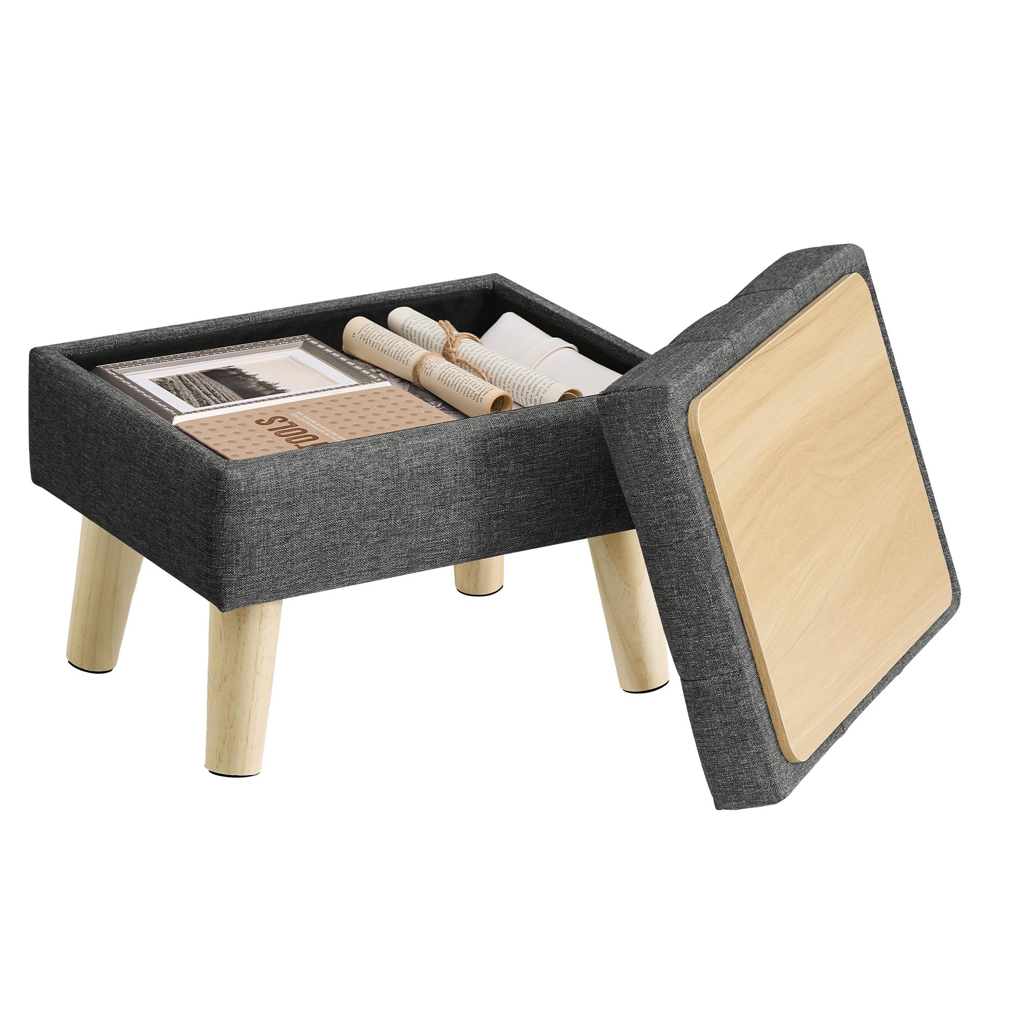 songmics-sitzhocker-mit-stauraum-maceo-rund-31-x-31-x-29-cm-9l-bleigrau image 8
