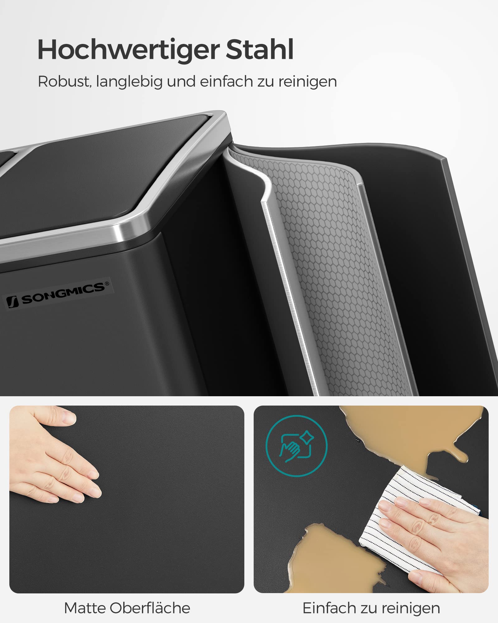 songmics-ltb54bk-m-lltrennsystem-3x18-l-treteimer-tintenschwarz image 4