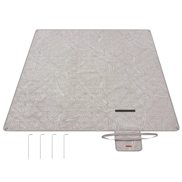songmics-gcm010b02-picknickdecke-200-x-200-cm-khaki-farn image 1