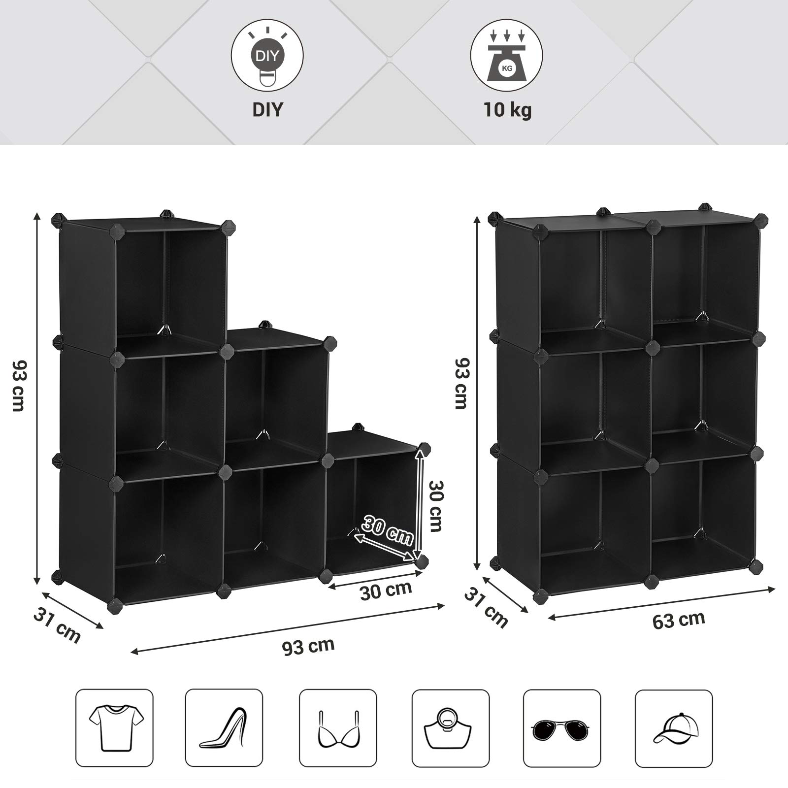 songmics-steckregal-diy-w-rfelregal-6-f-cher-lpc112-schwarz-93x31x93-cm image 3