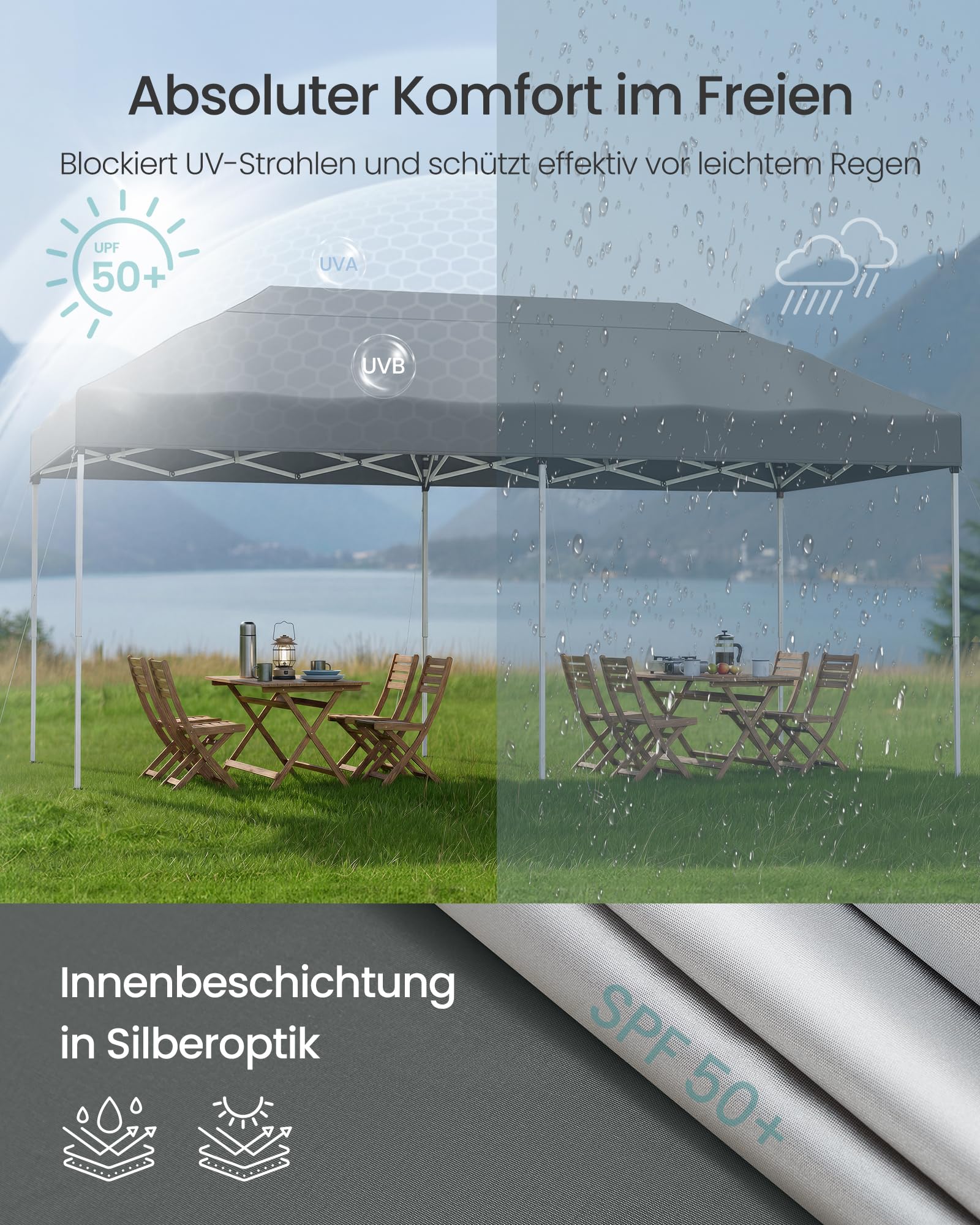songmics-faltpavillon-3-x-6-m-mit-seitenw-nden-upf-50-dunkelgrau-gct204gz01 image 4
