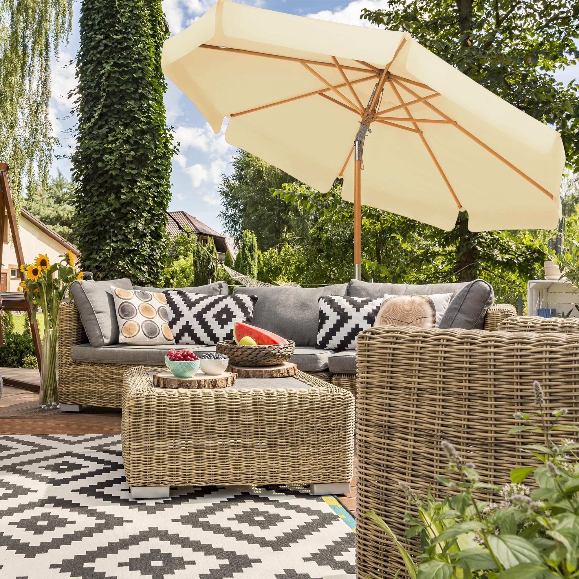 songmics-sonnenschirm-300-cm-gpu32be-holz-gartenschirm-achteckig-beige image 2