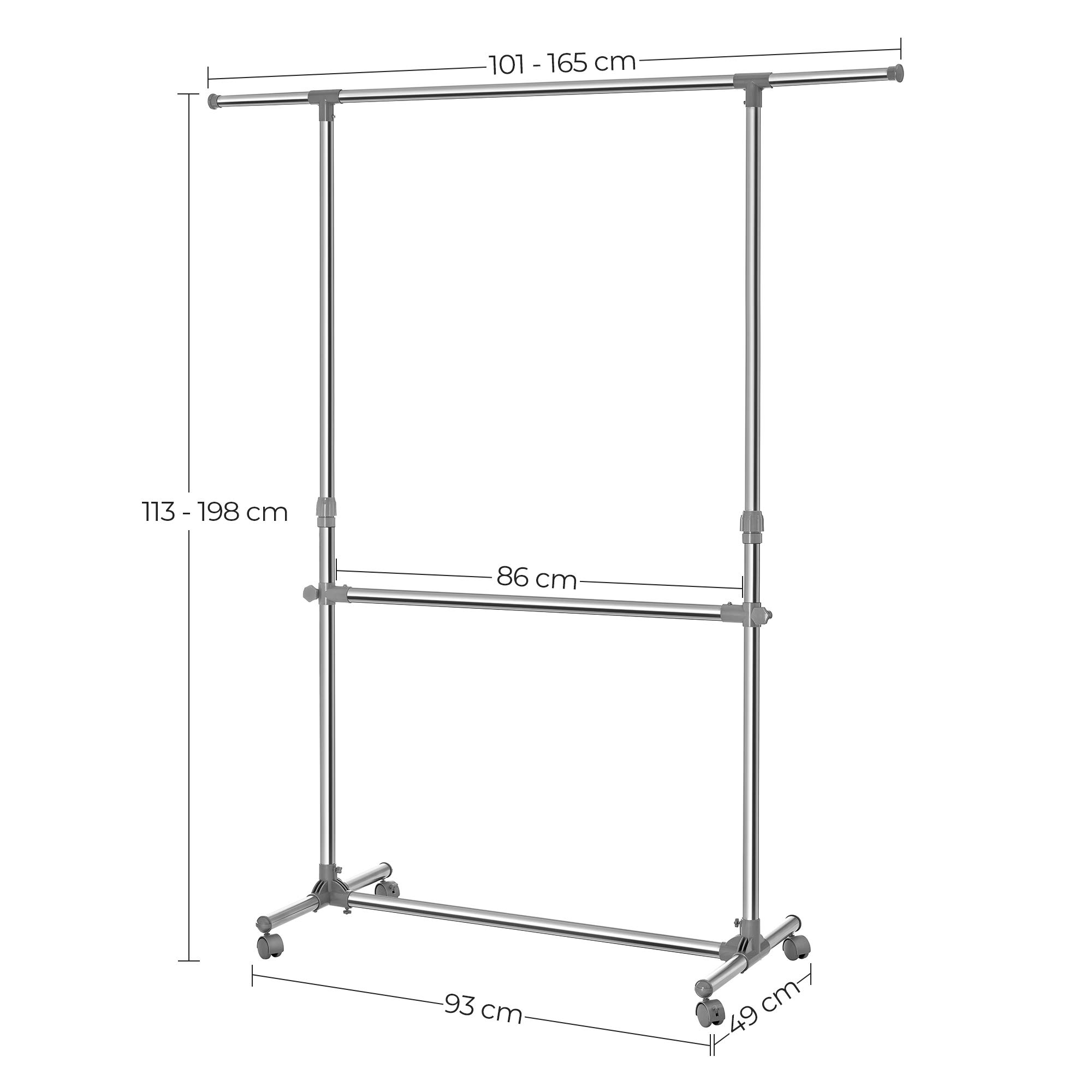 songmics-kleiderst-nder-mit-rollen-h-henverstellbar-113-198-cm-llr401 image 7