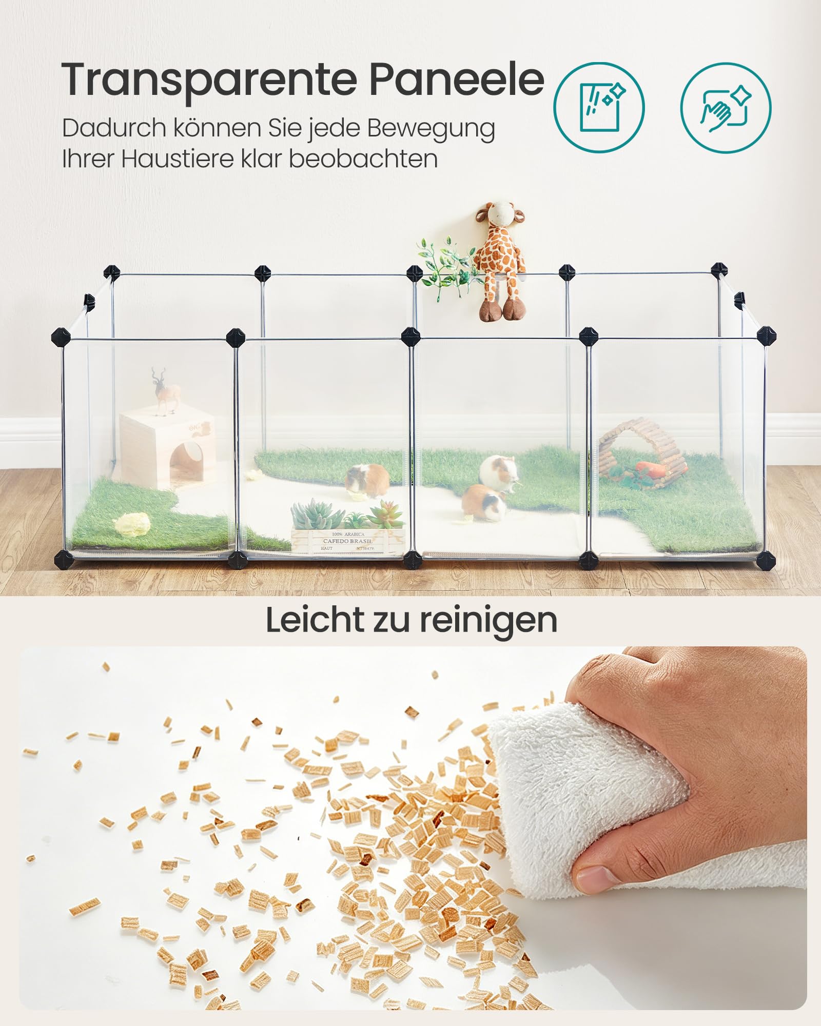 songmics-freigehege-mit-bodenplatten-lpc02w-kleintiergehege-140-x-70-x-45-cm-wei image 7