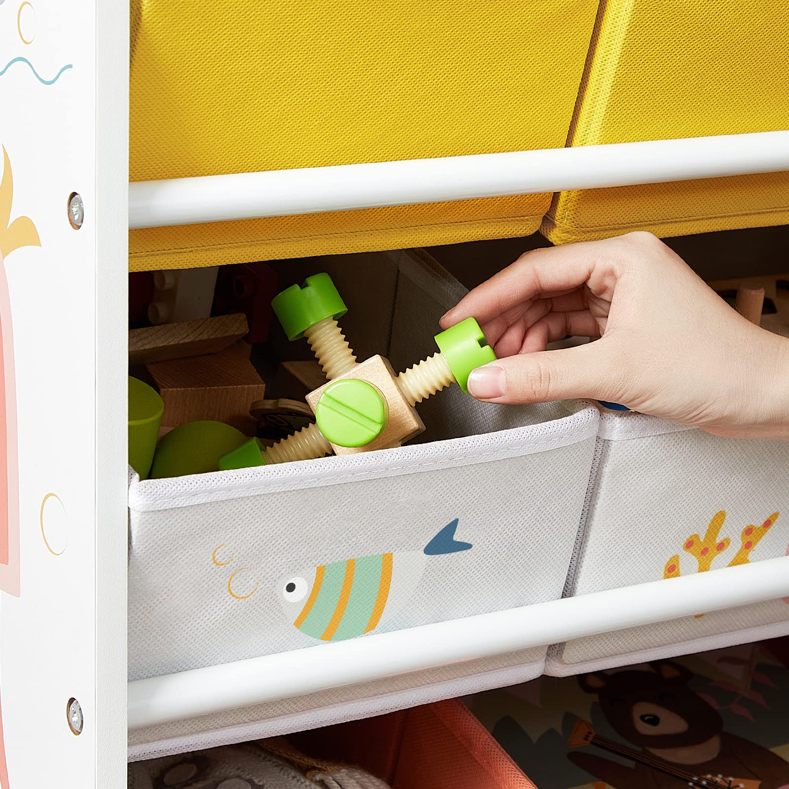 songmics-spielzeugregal-gkrs04wt-mit-12-stoffboxen-kinderzimmer-organizer-wei image 6