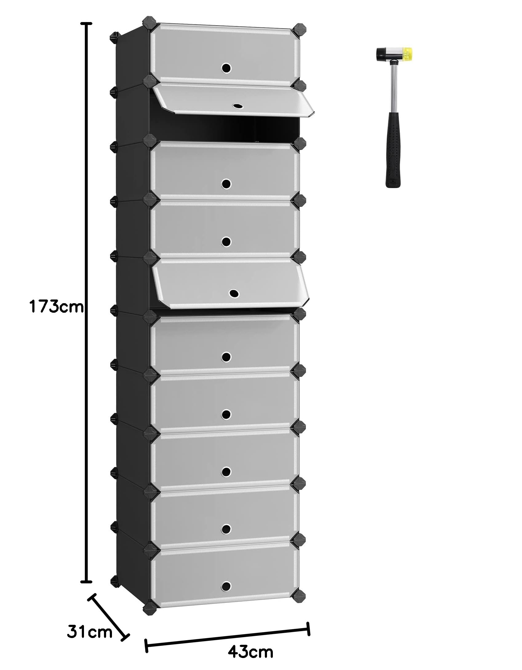 songmics-schuhregal-mit-t-r-10-f-cher-pp-31-x-43-x-173-cm-schwarz-lpc10hv1 image 3