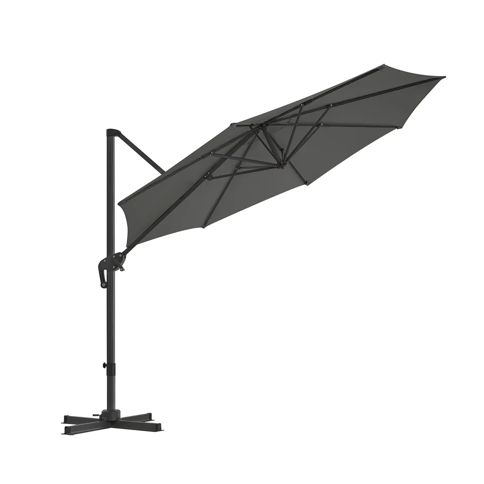 songmics-ampelschirm-gpu35gy-300-cm-upf-50-360-drehbar-mit-st-nder-grau image 1