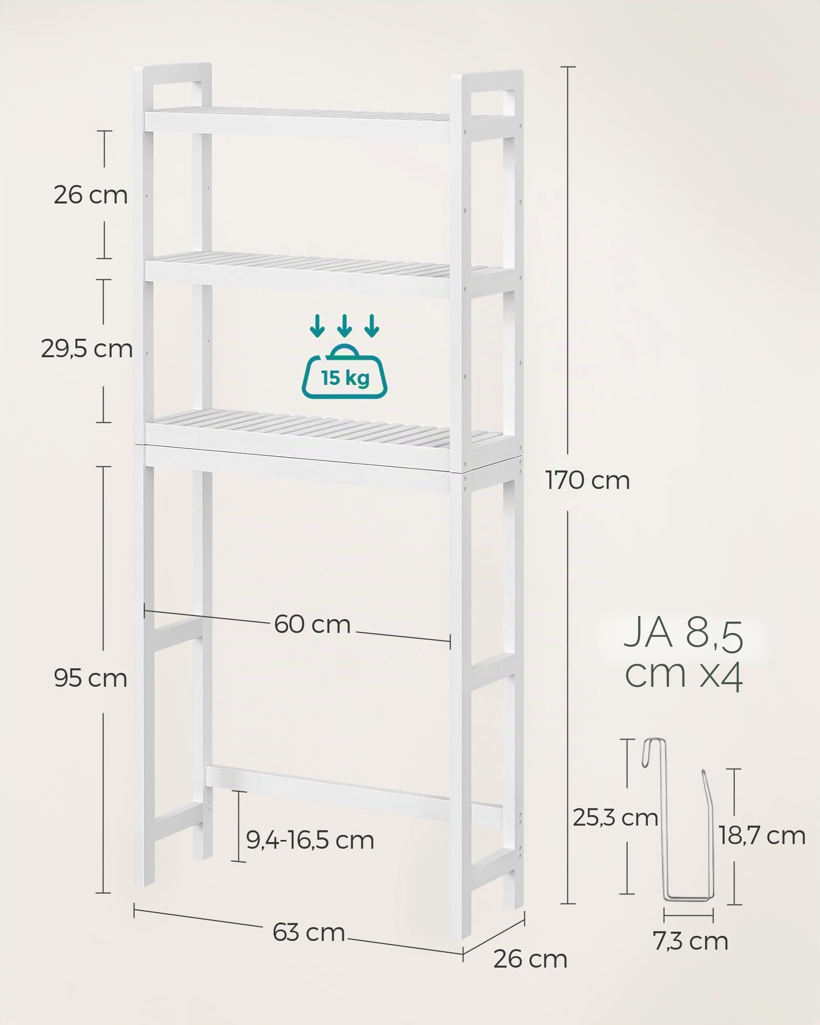 songmics-bts01wt-badezimmerregal-ber-toilette-bambus-3-ebenen-wei image 3