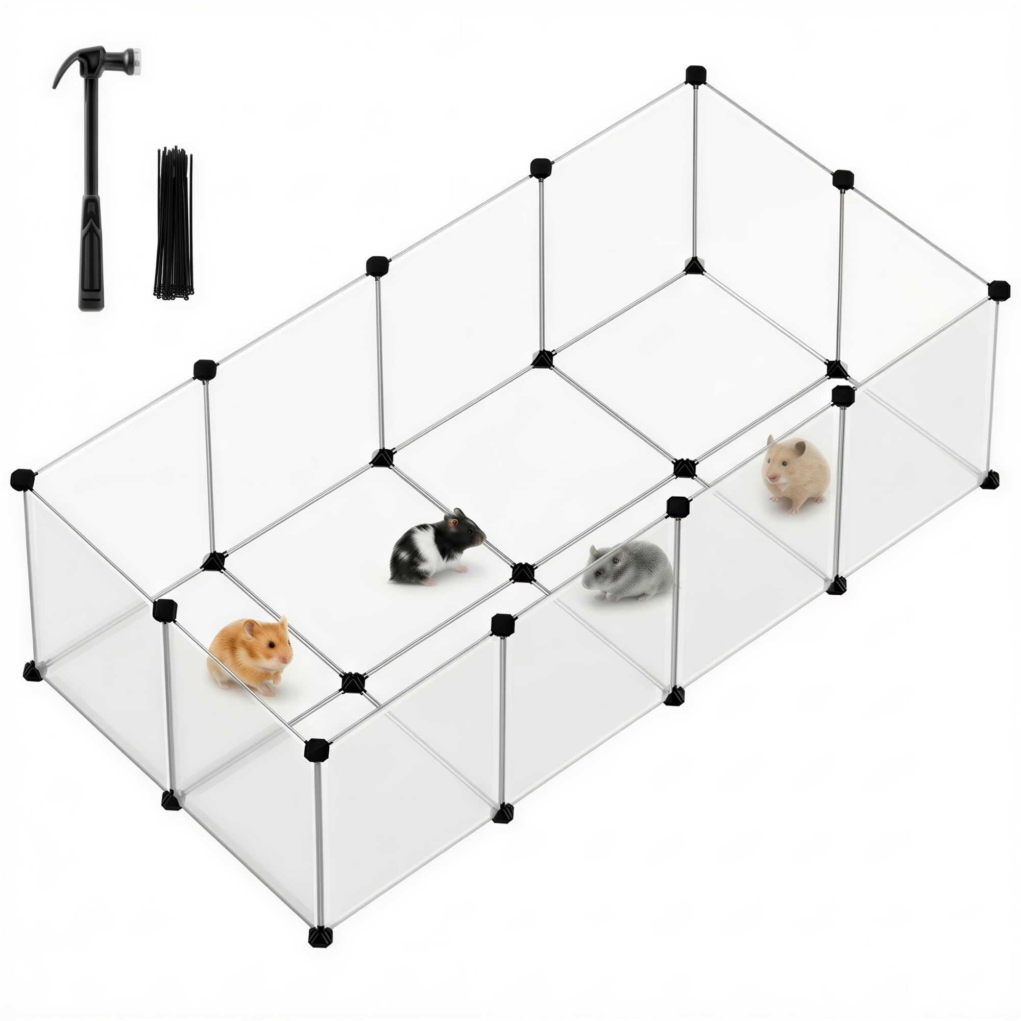 songmics-freigehege-mit-bodenplatten-lpc02w-kleintiergehege-140-x-70-x-45-cm-wei image 1