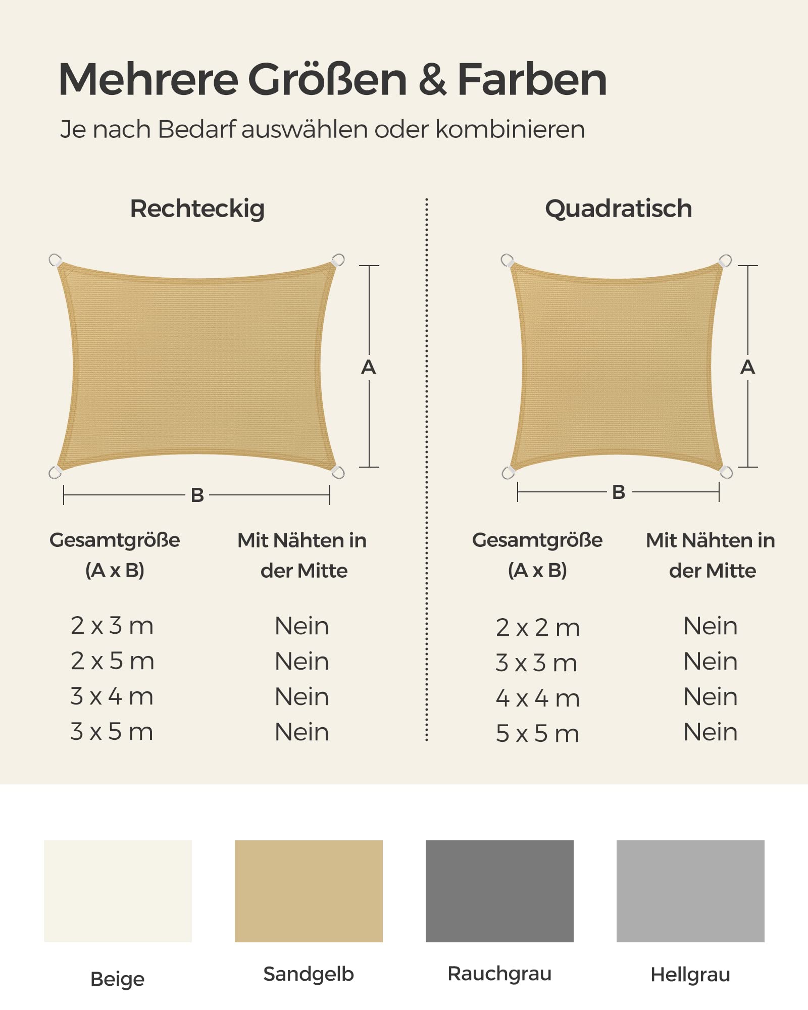 songmics-sonnensegel-gss22ey-2-x-2-m-quadratisch-sandgelb-hdpe image 6