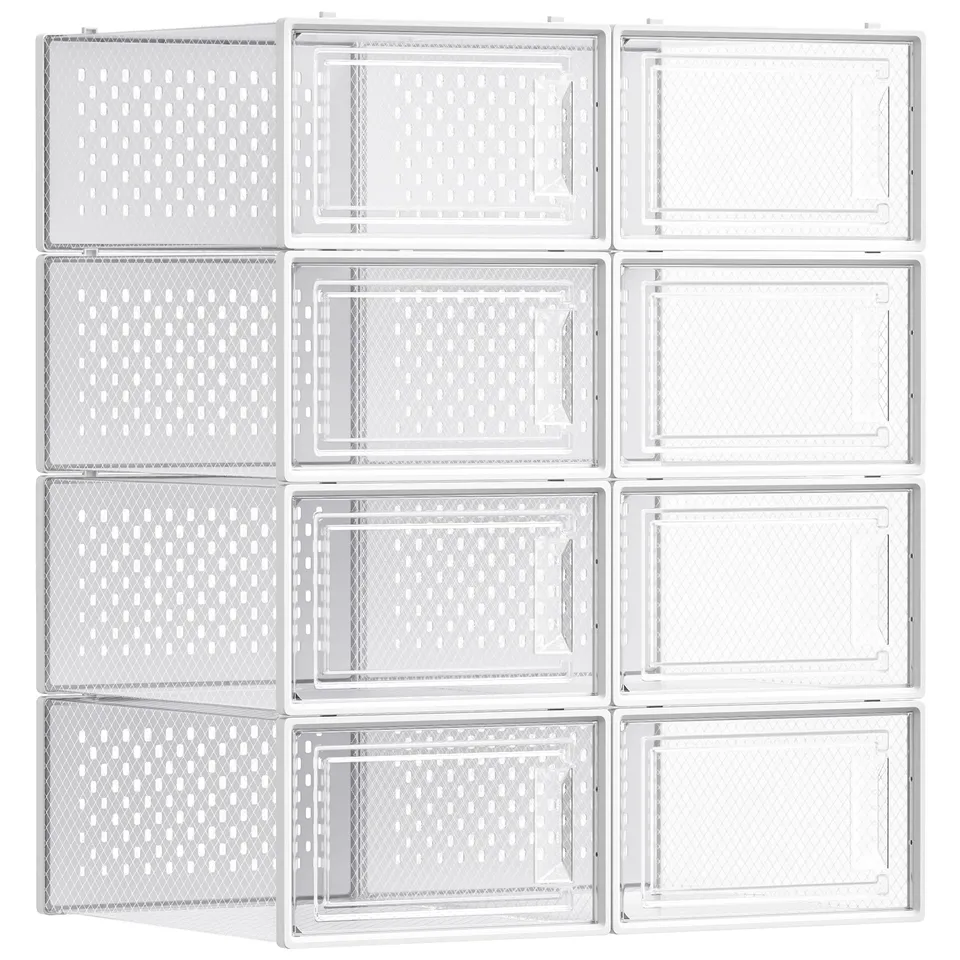 songmics-lsp08swt-schuhboxen-8er-set-transparent-wei-bis-gr-43 image 1