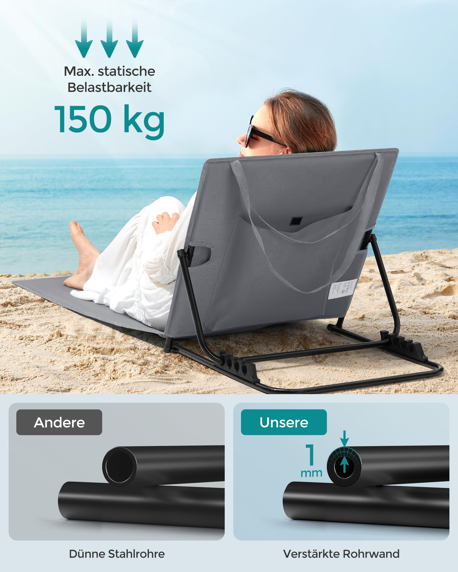 songmics-strandstuhl-gcb251g01-2er-set-campingstuhl-158x55-cm-schiefergrau image 5