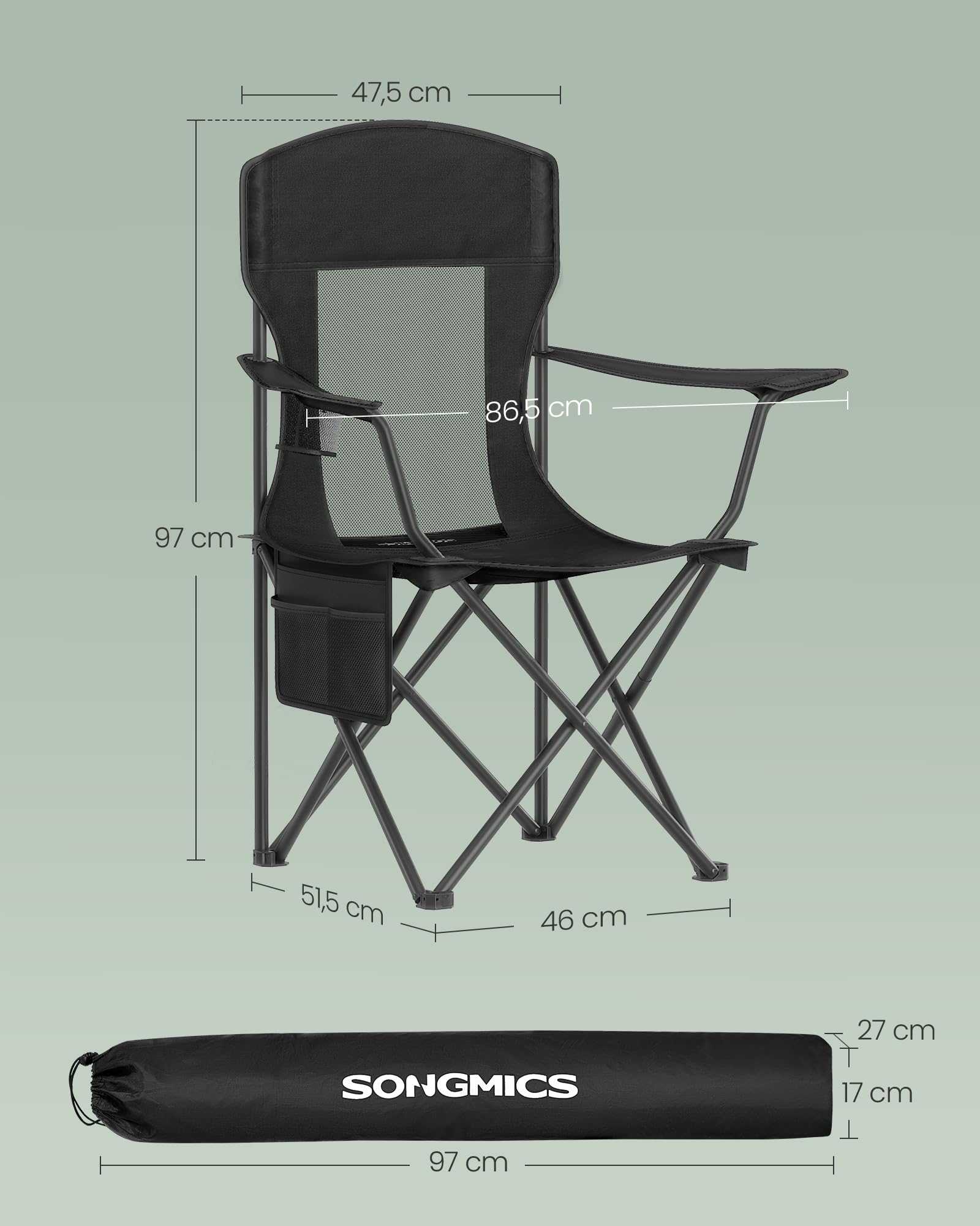 songmics-campingstuhl-2er-set-klappstuhl-outdoor-150-kg-schwarz image 2