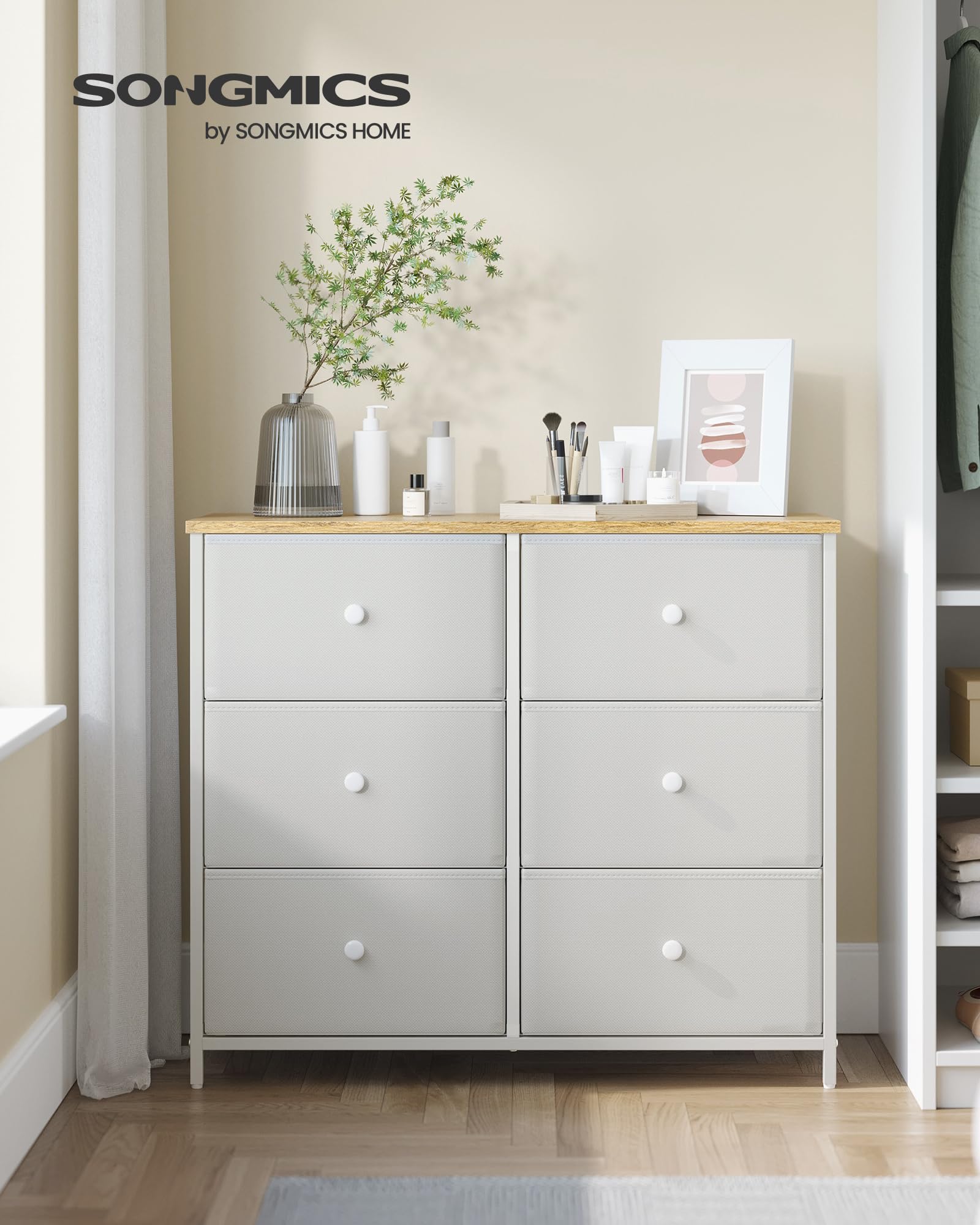 songmics-kommode-6-stoffschubladen-cremewei-eichenfarben-lts323w57 image 2