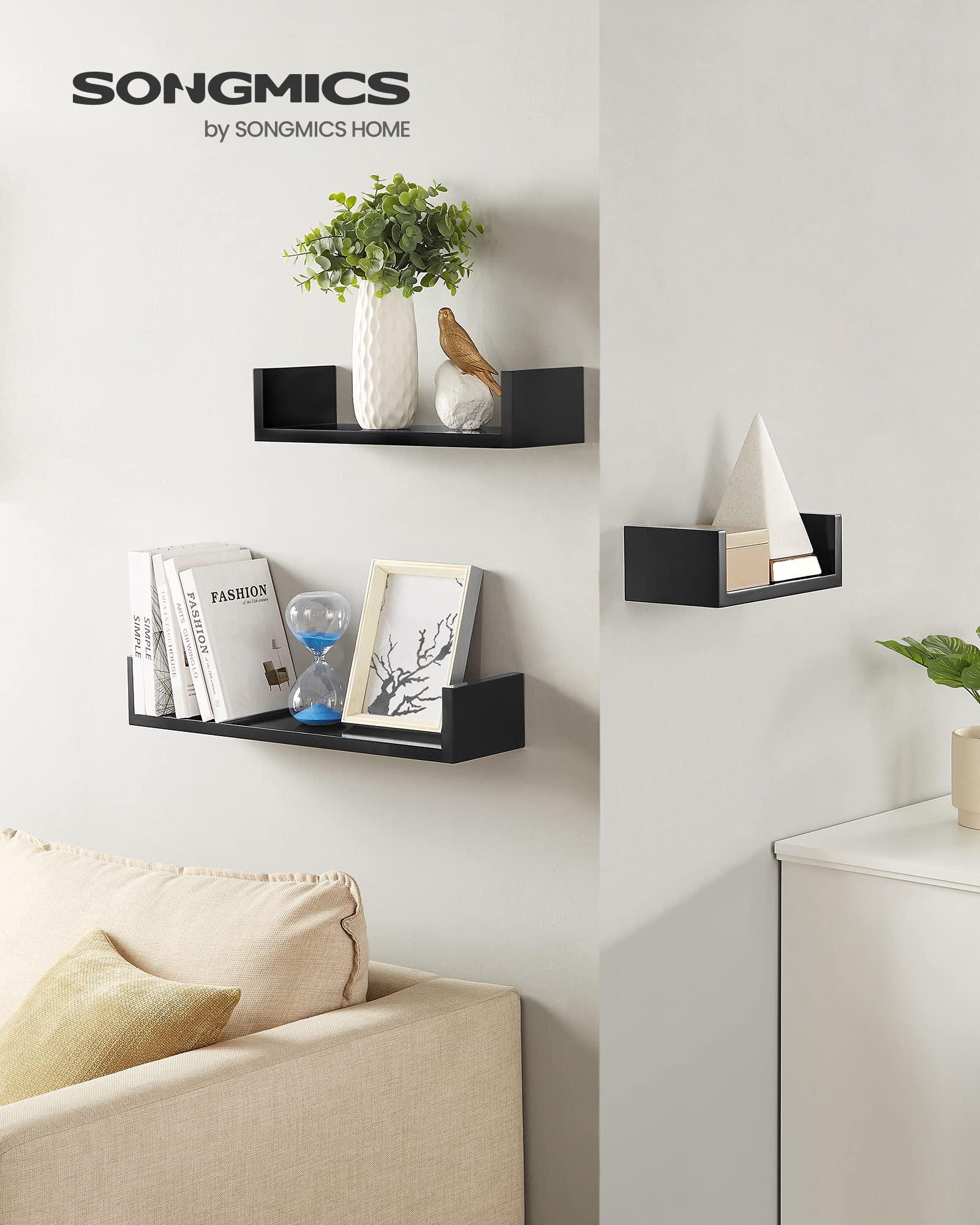 songmics-wandregal-lws66b-3-st-ck-schweberegal-schwarz-hochglanz-30-45-60-cm image 2