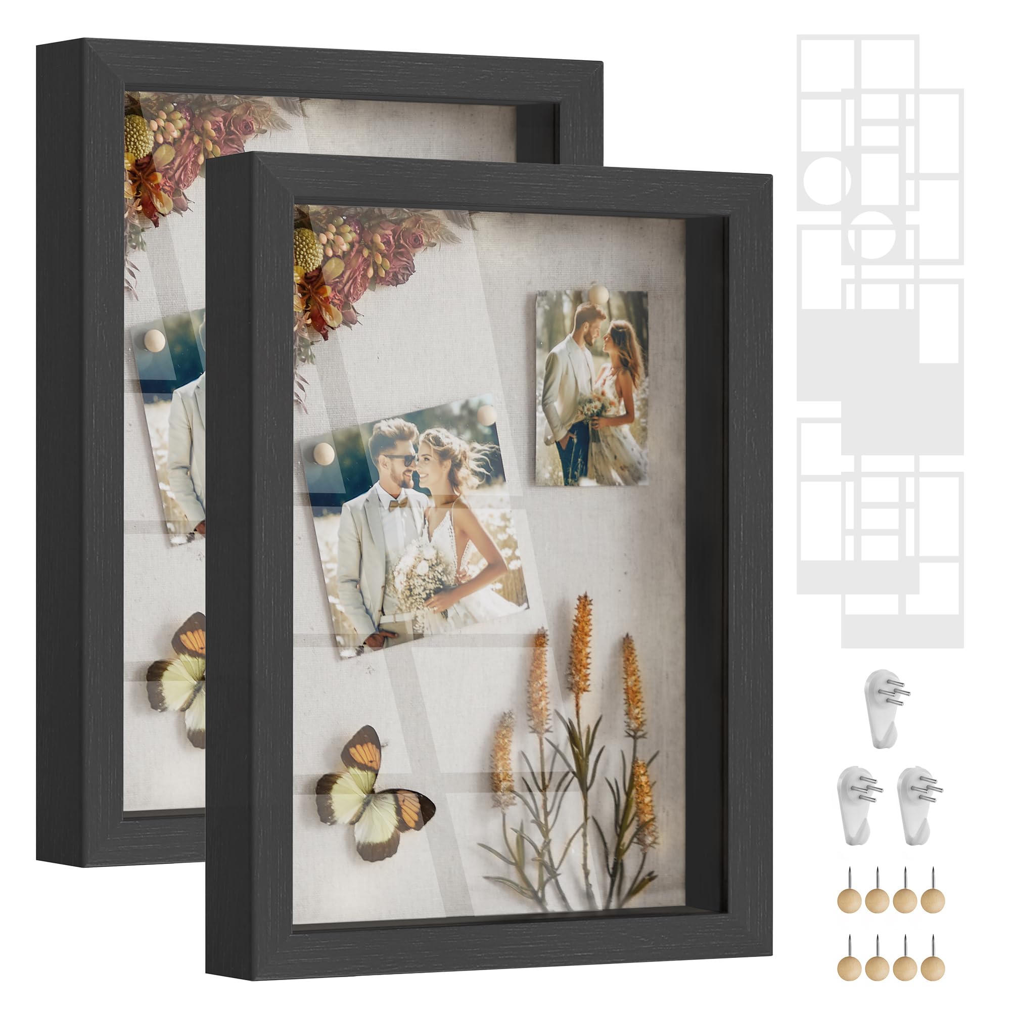 songmics-bilderrahmen-2er-set-rpf019b02-collage-36-5-x-26-x-4-cm-aschschwarz image 1