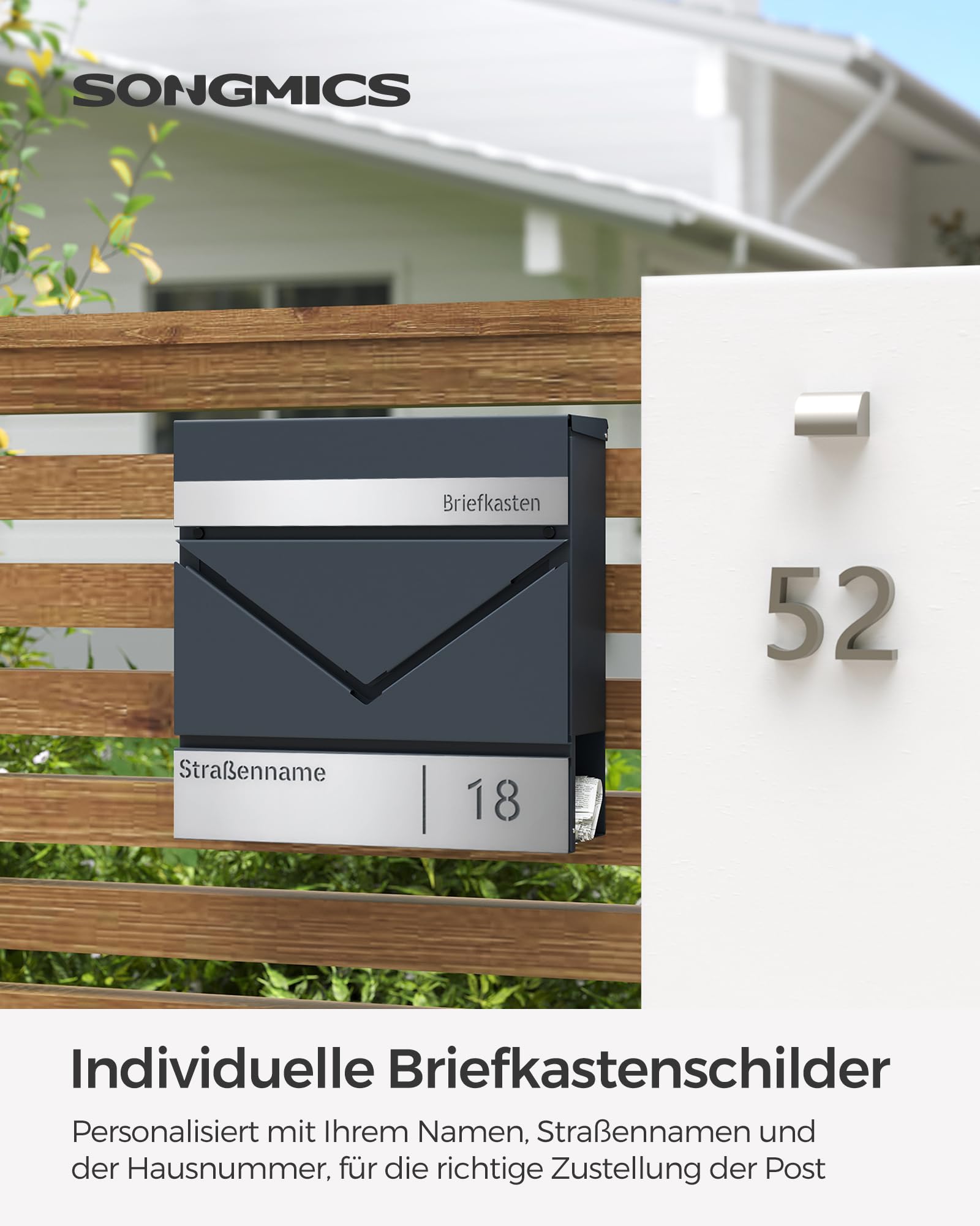 songmics-briefkasten-personalisiert-mit-zeitungsfach-anthrazit image 2