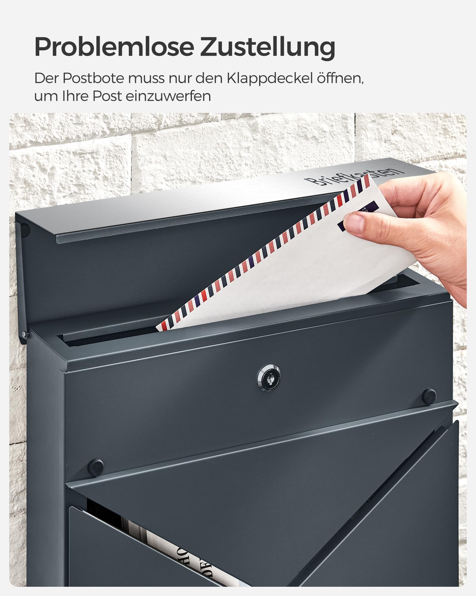 songmics-briefkasten-personalisiert-mit-zeitungsfach-anthrazit image 5