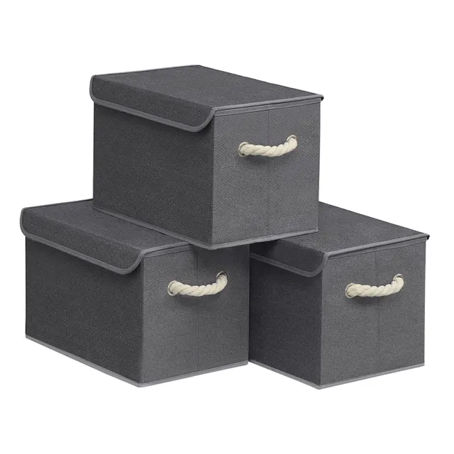 songmics-aufbewahrungsbox-mit-deckel-3er-set-38x25x25-cm-schiefergrau image 1
