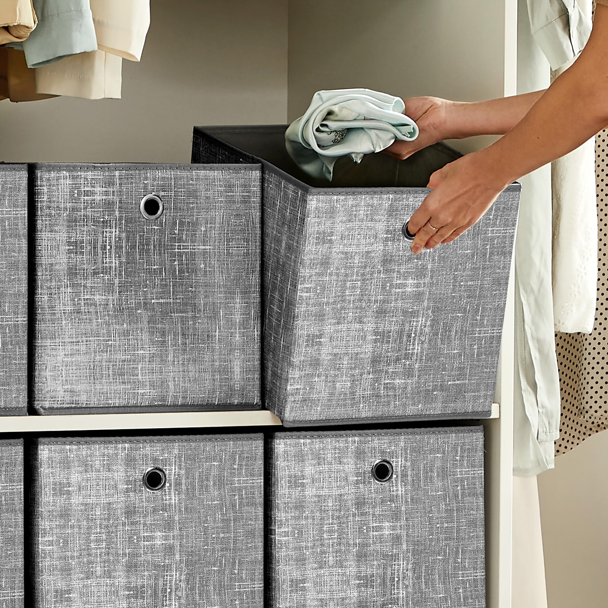 songmics-rfb02lg-3-aufbewahrungsbox-30x30x30-cm-6er-set-grau-meliert image 5