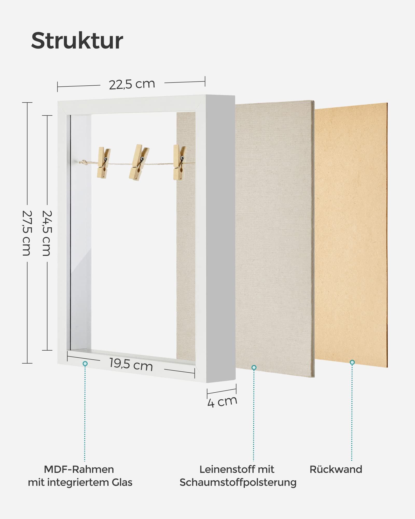 songmics-3d-bilderrahmen-rpf007w01-wei-22-5-x-4-x-27-5-cm image 7