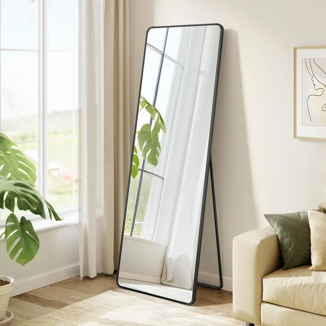 songmics-ganzk-rperspiegel-160-x-50-cm-aluminiumrahmen-tintenschwarz-lfm030b01 image 1