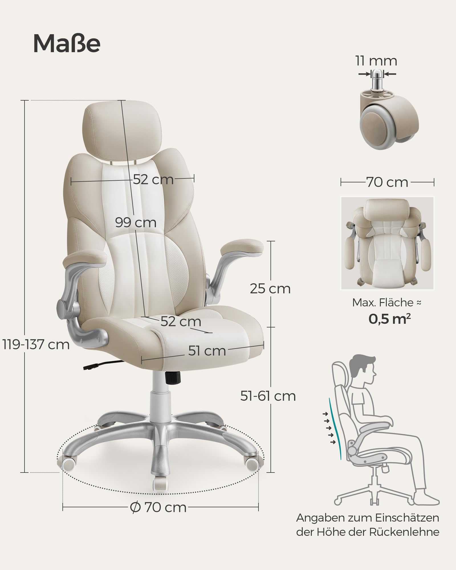 songmics-obg065w02-b-rostuhl-gaming-stuhl-cremewei-150-kg image 3