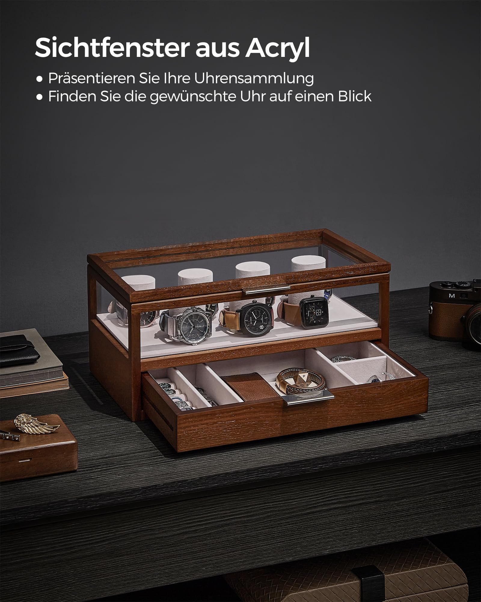 songmics-uhrenbox-2-ebenen-jow007k01-kaffeebraun-uhrenkasten-f-r-7-uhren-mit-acr image 8