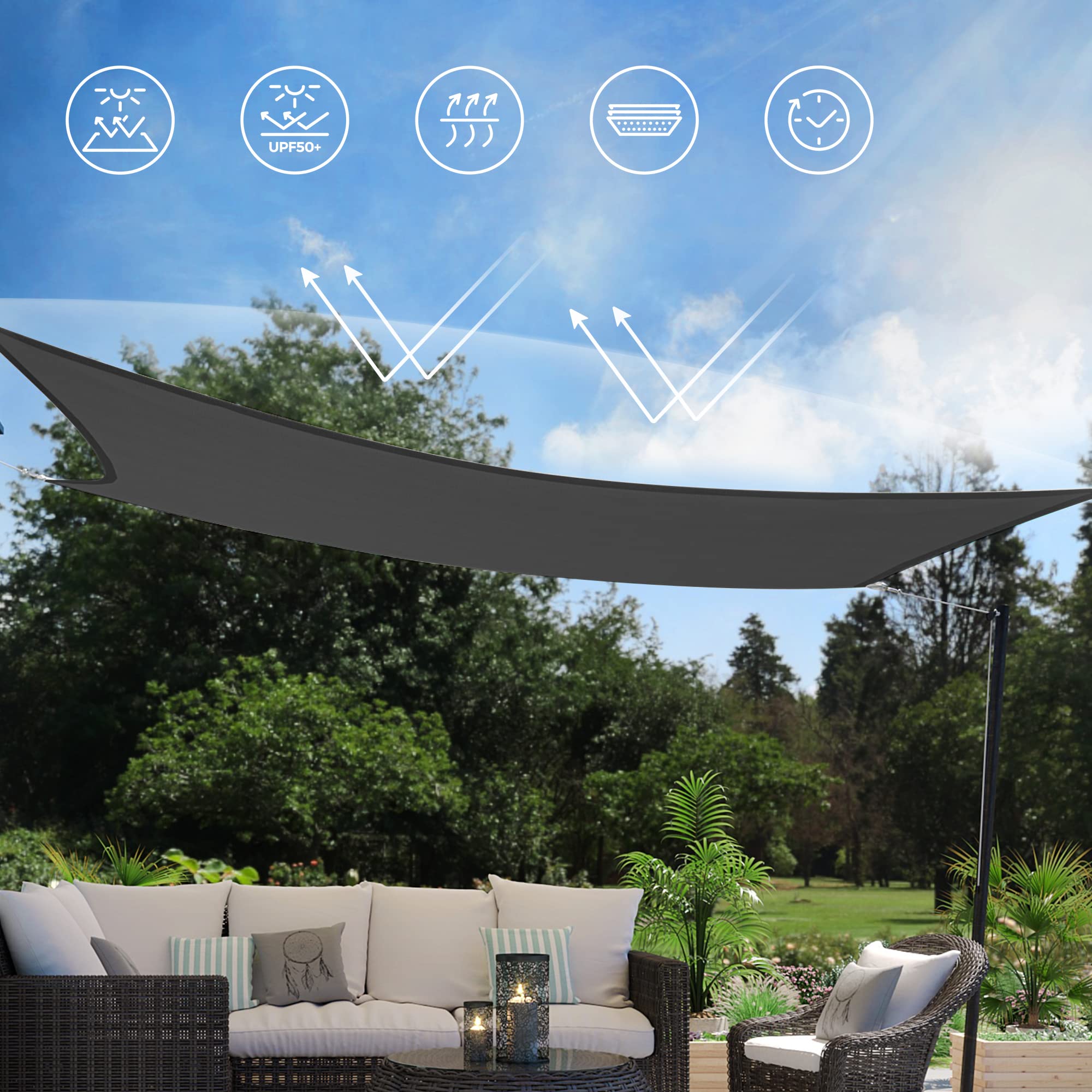 songmics-sonnensegel-gss34gy-3x4m-rechteckig-hdpe-rauchgrau image 5