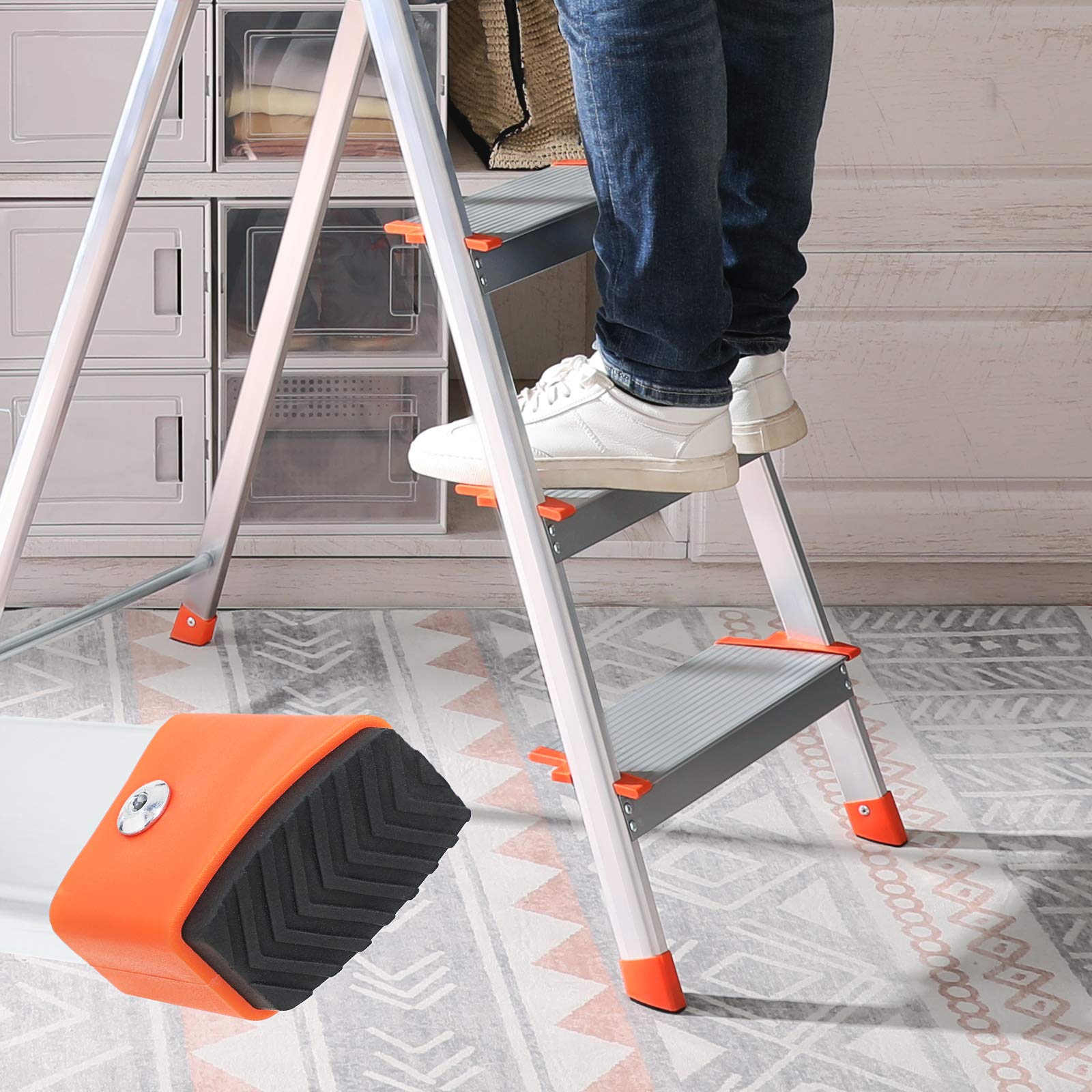 songmics-trittleiter-6-stufen-glt006wt01-aluleiter-186-cm-bis-150-kg-grau-orange image 4