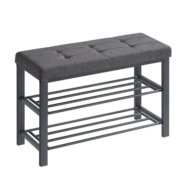 songmics-schuhbank-mit-3-ebenen-sitzpolster-leinen-metallrahmen-bis-200-kg image 1