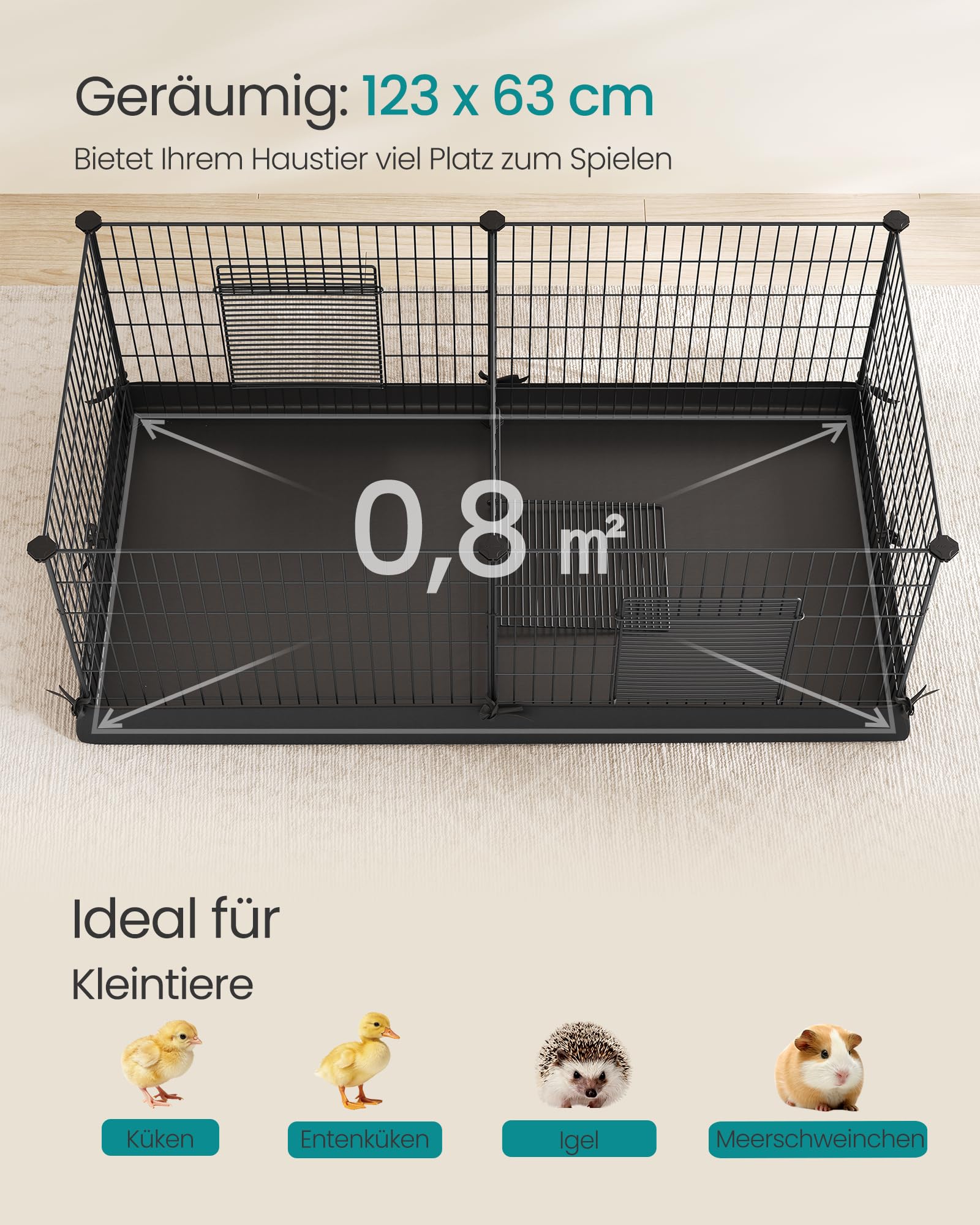 songmics-kleintiergehege-meerschweinchen-123x63x46-schwarz-lpi07h image 3