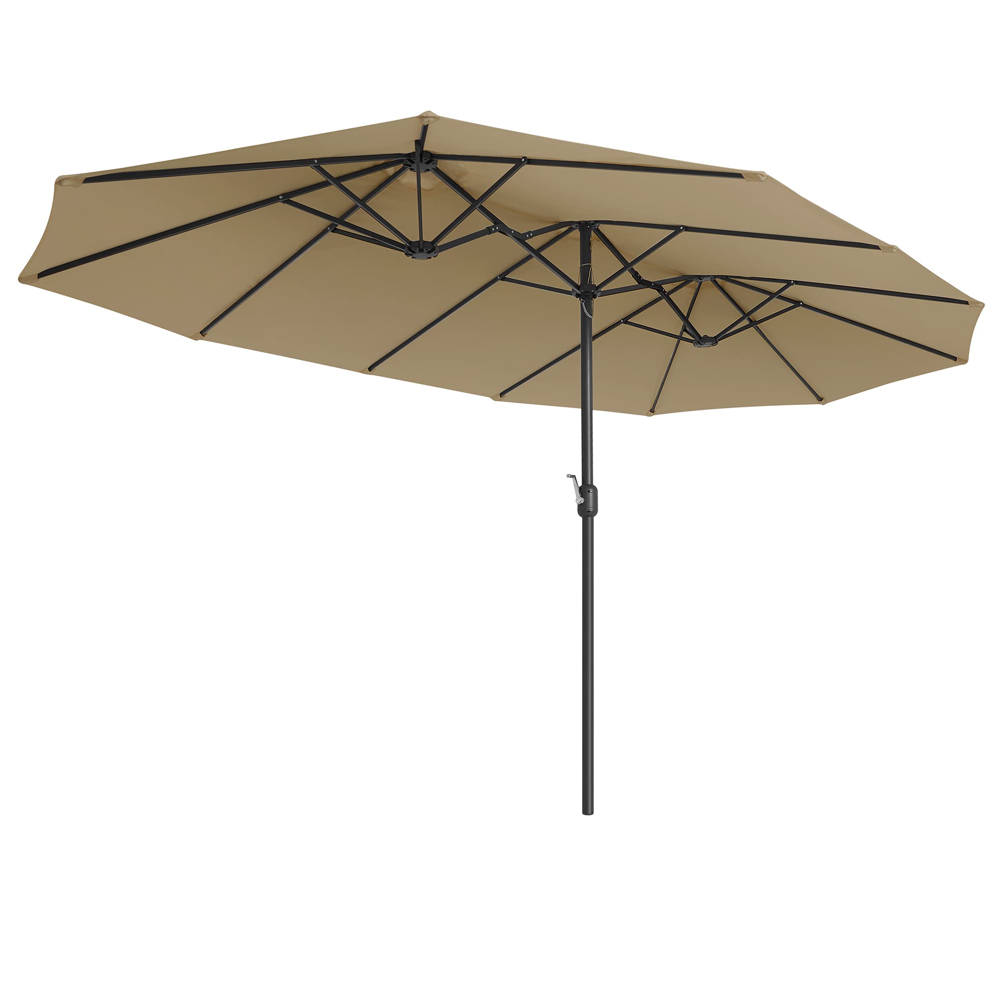 songmics-doppelsonnenschirm-gpu36br-460-x-270-cm-upf-50-mit-kurbel-taupe-ohne-st image 1