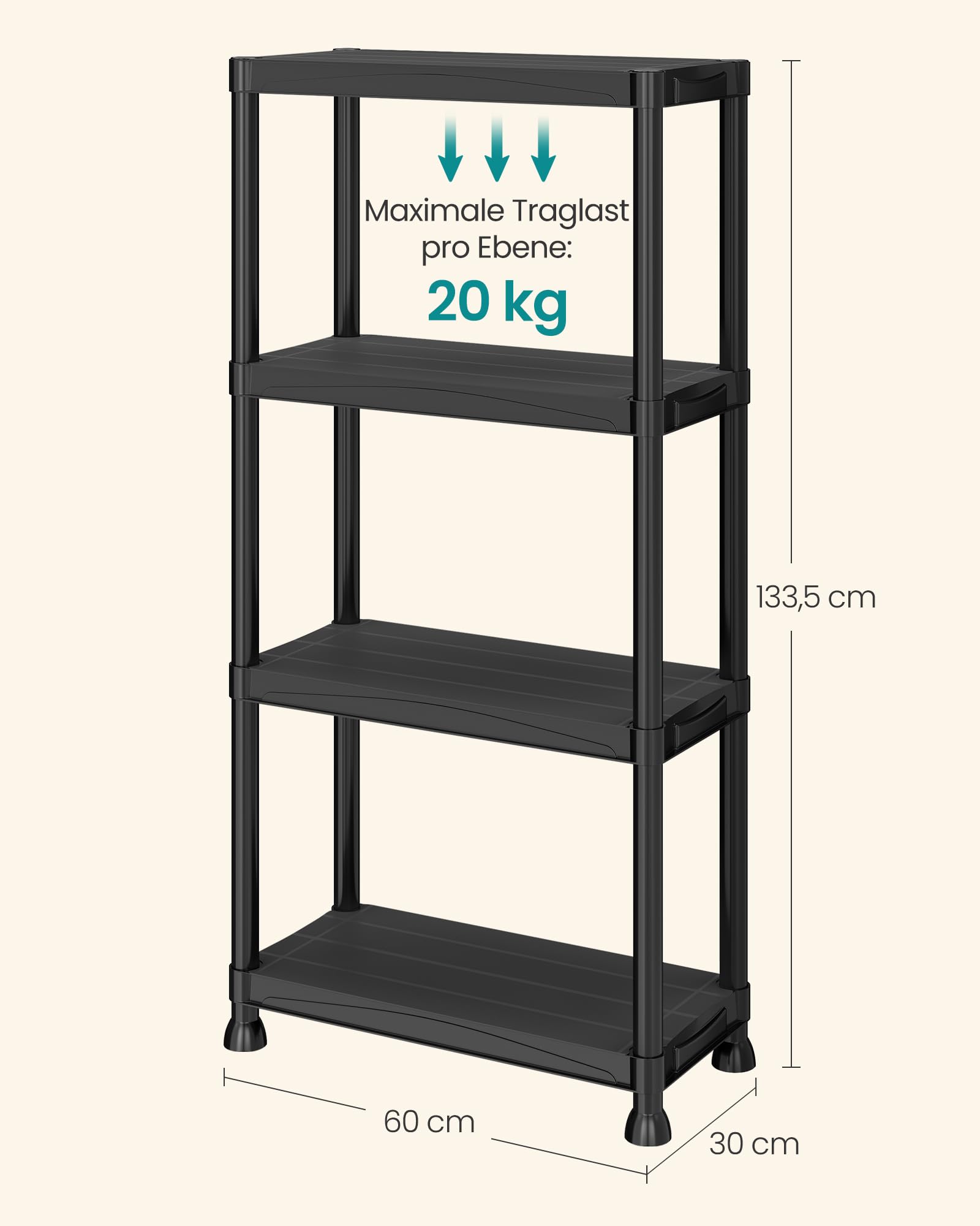 songmics-kellerregal-4-ebenen-60-x-30-x-133-5-cm-kunststoff-bis-80-kg image 3