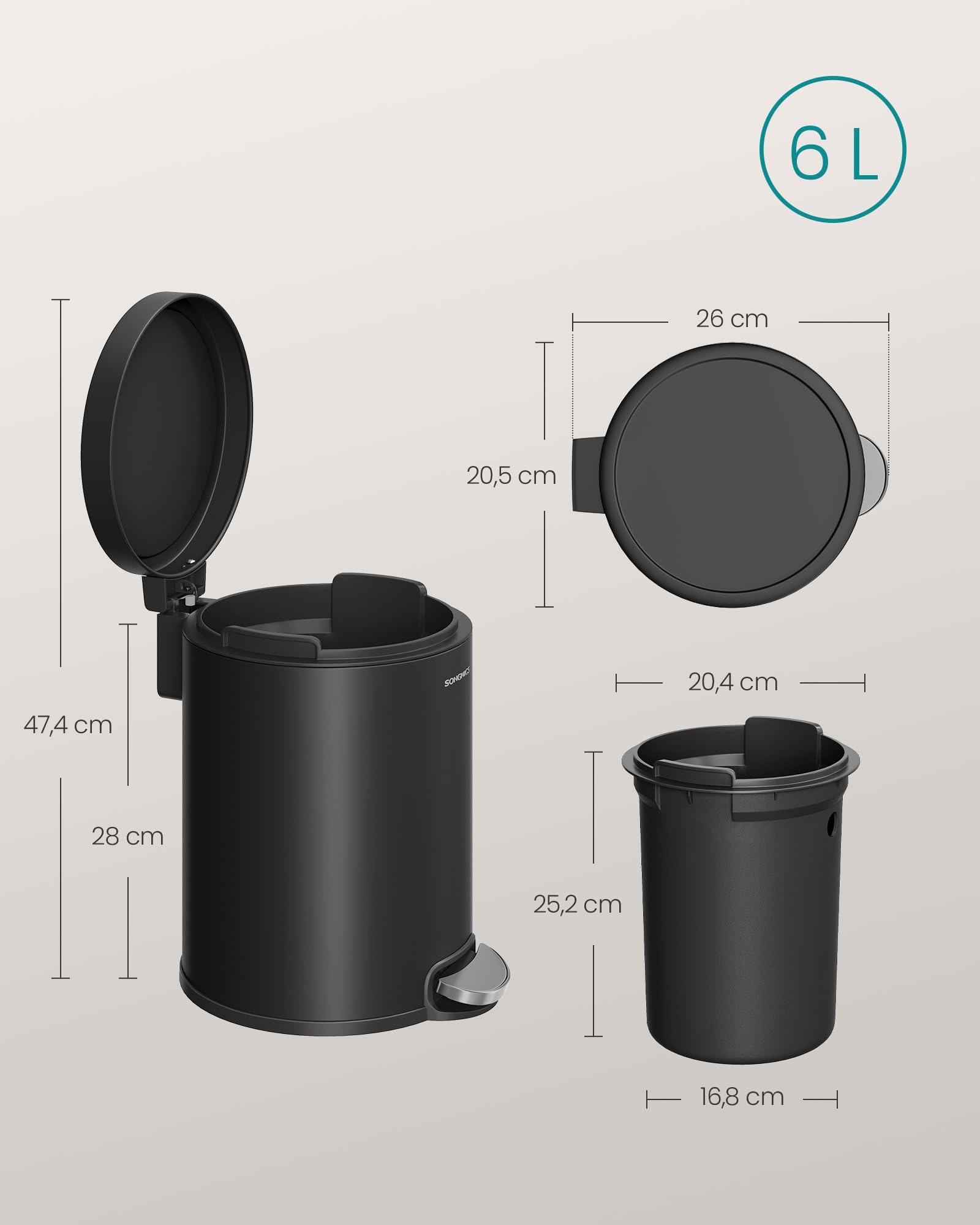 songmics-ltb016bz02-kosmetikeimer-6-liter-tretm-lleimer-tintenschwarz image 7