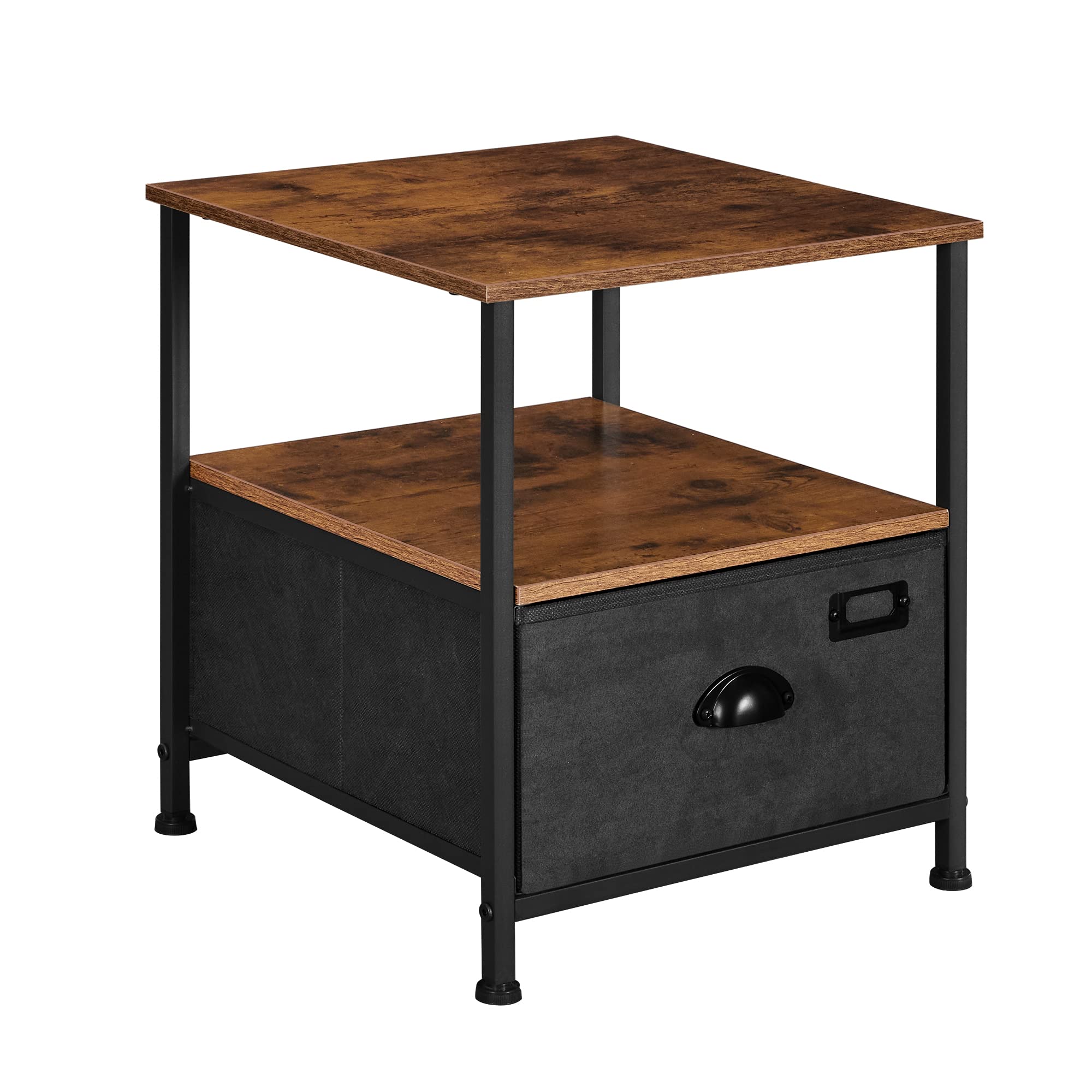 songmics-nachttisch-lvt02h-mit-schublade-und-2-ablagen-vintagebraun-schwarz image 1