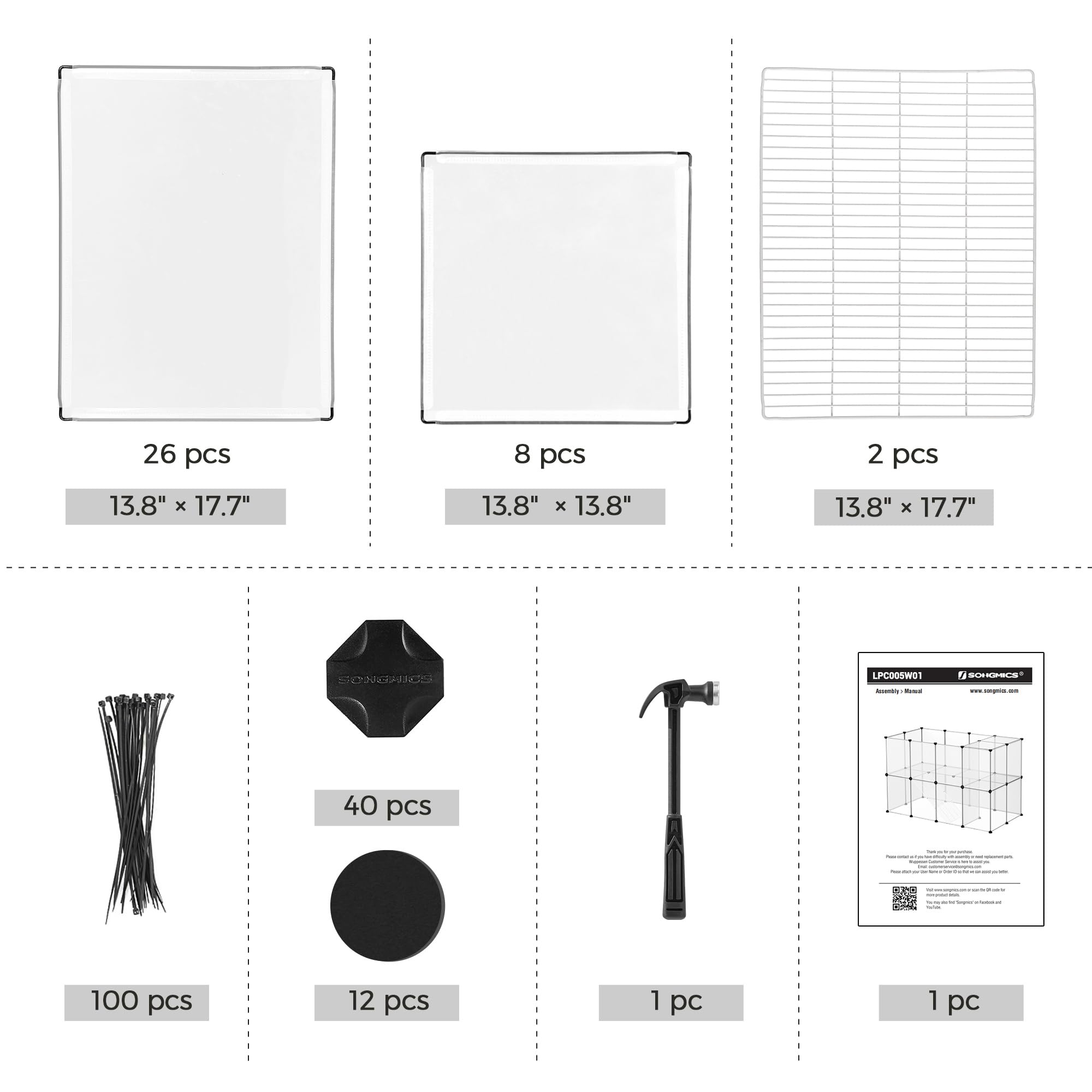 songmics-kleintiergehege-lpc005w01-transparent-143-x-73-x-91-cm image 6