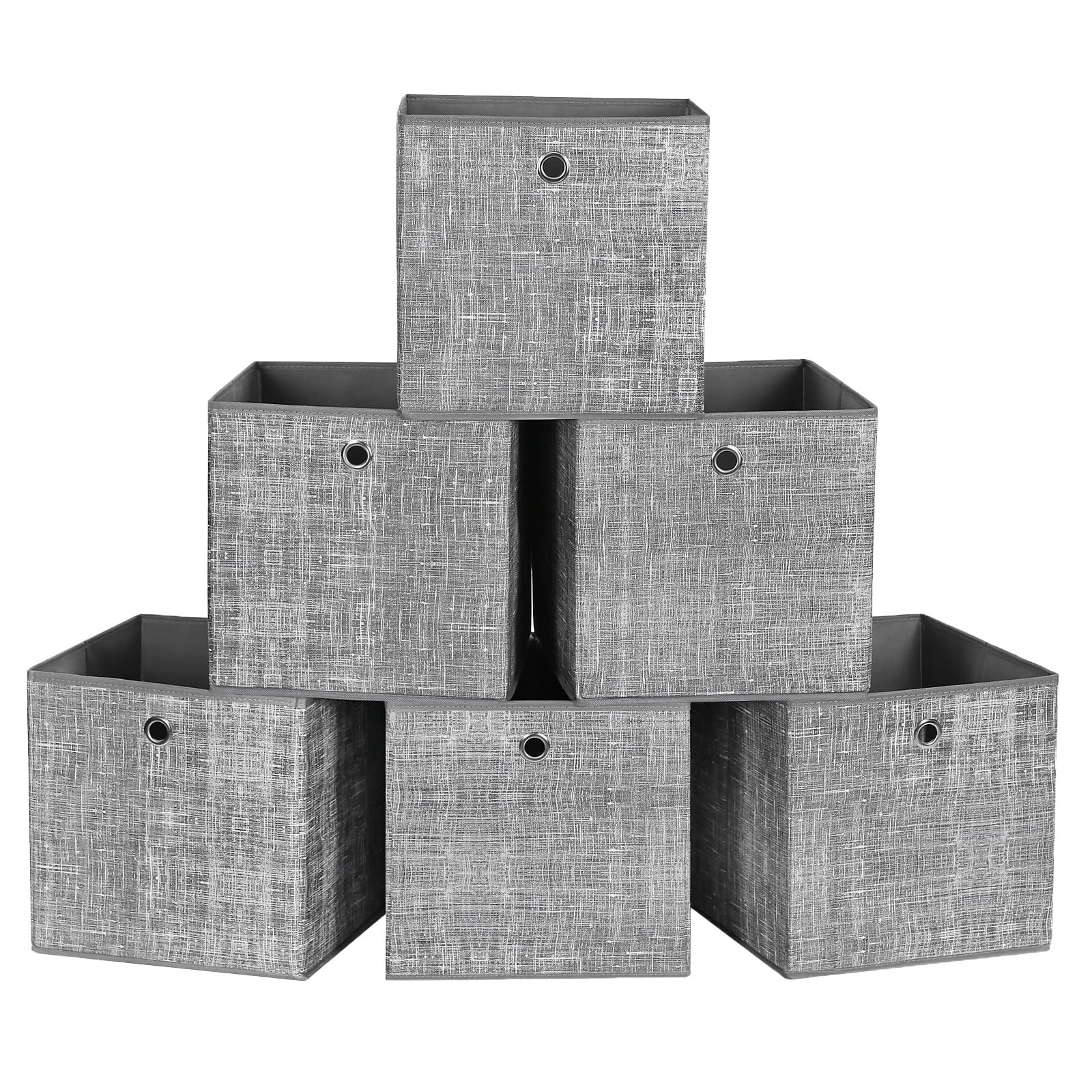 songmics-rfb02lg-3-aufbewahrungsbox-30x30x30-cm-6er-set-grau-meliert image 1